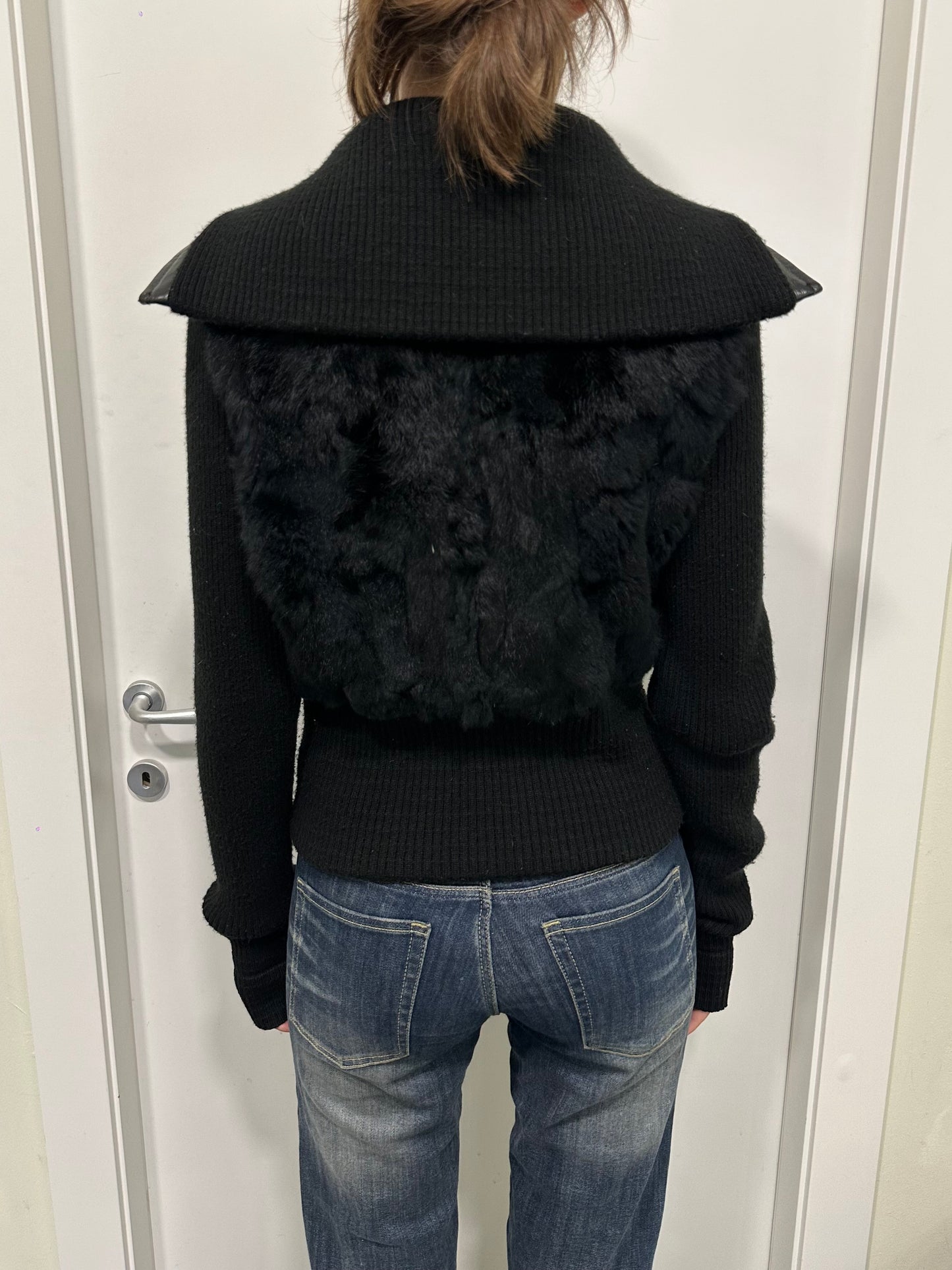 Knitted fur bomber