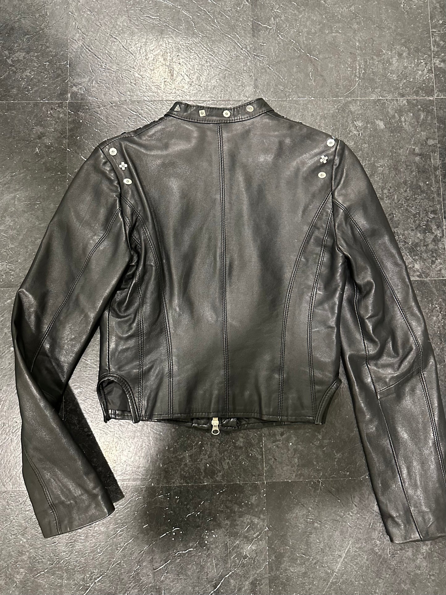 Studded leather jacket