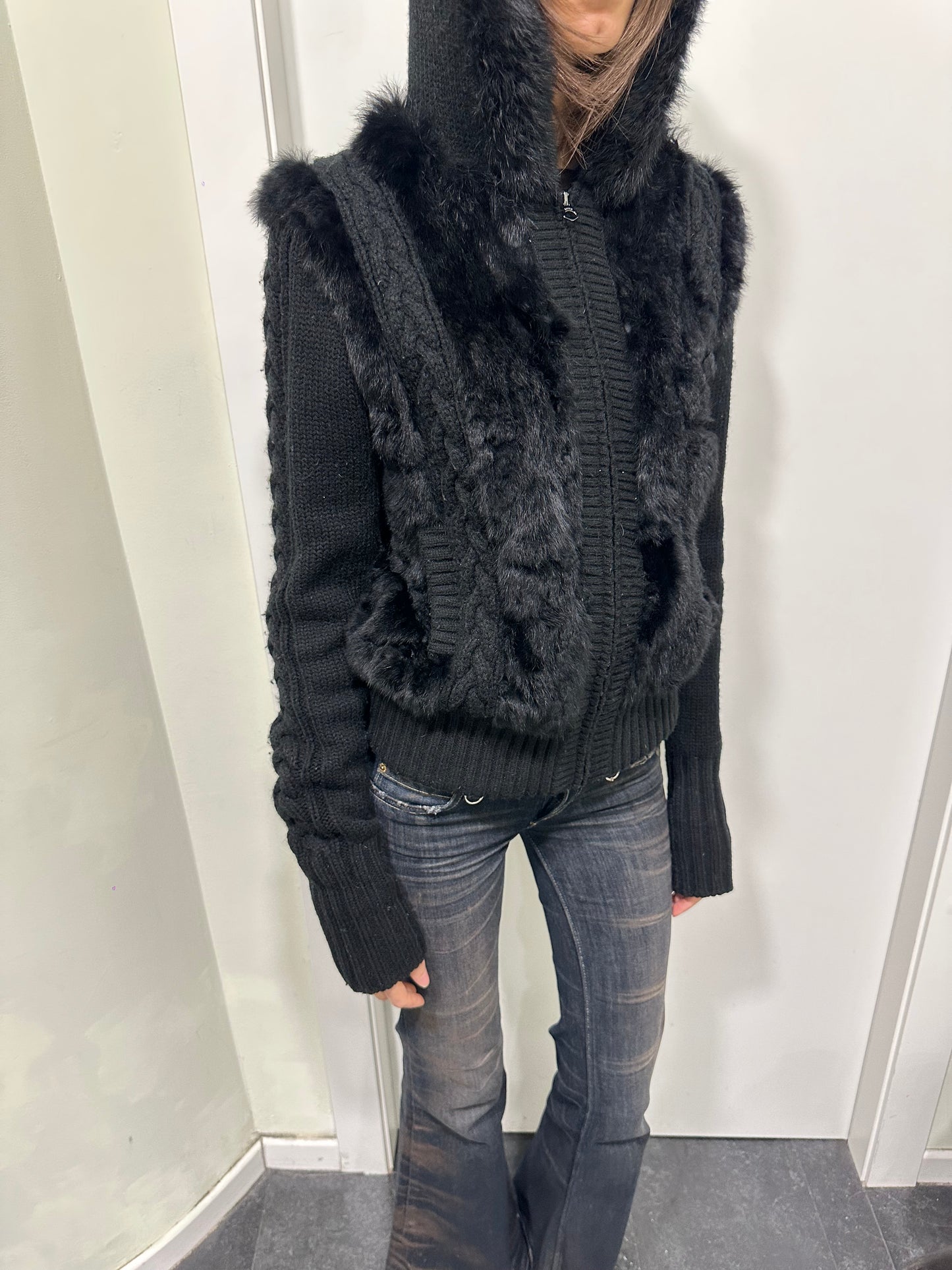 Fur knitted jacket