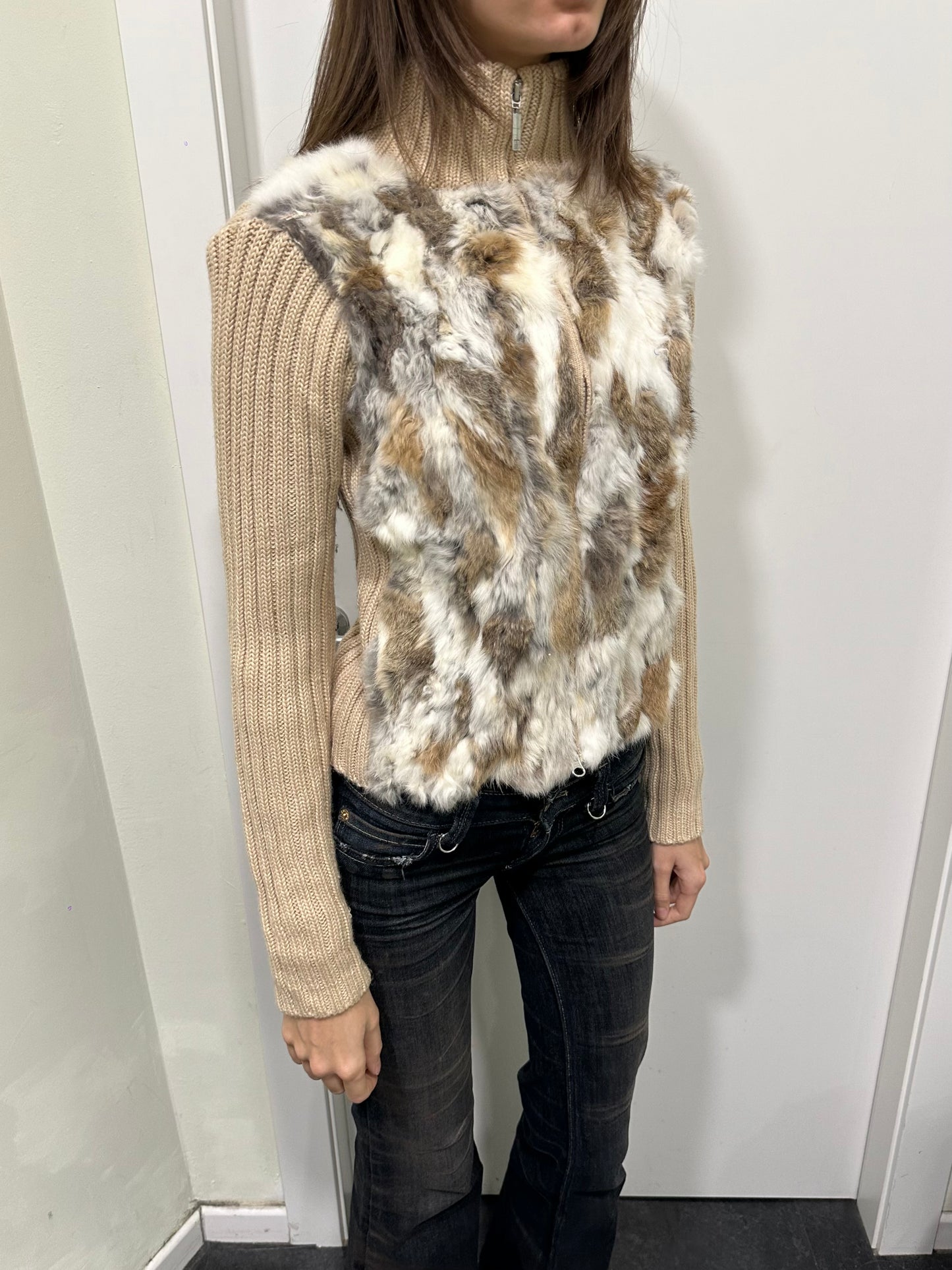 Knitted fur jacket