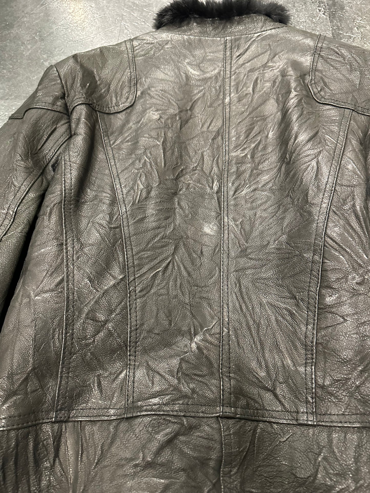 Waved leather jacket