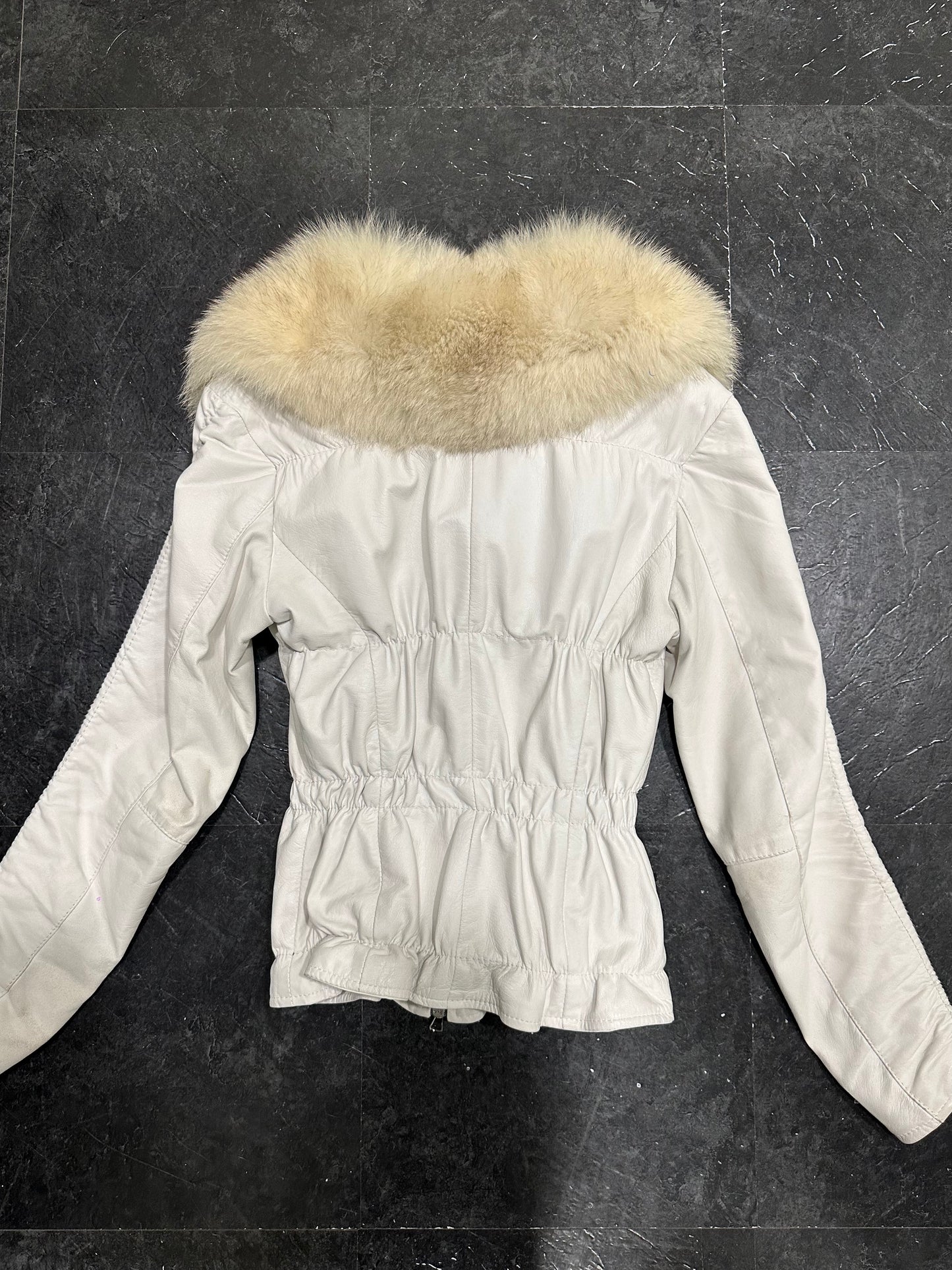 White leather fur jacket