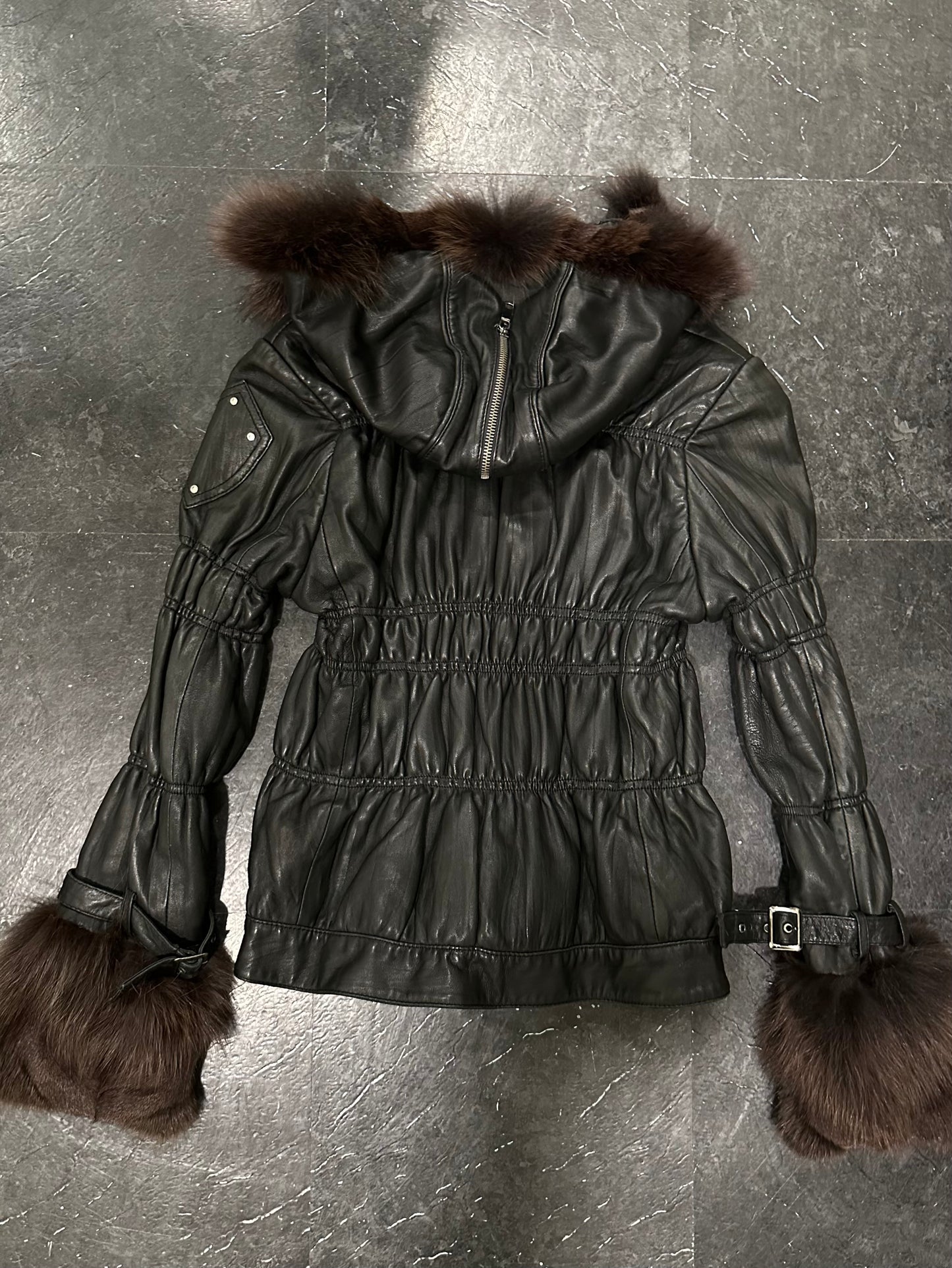 Fur leather jacket