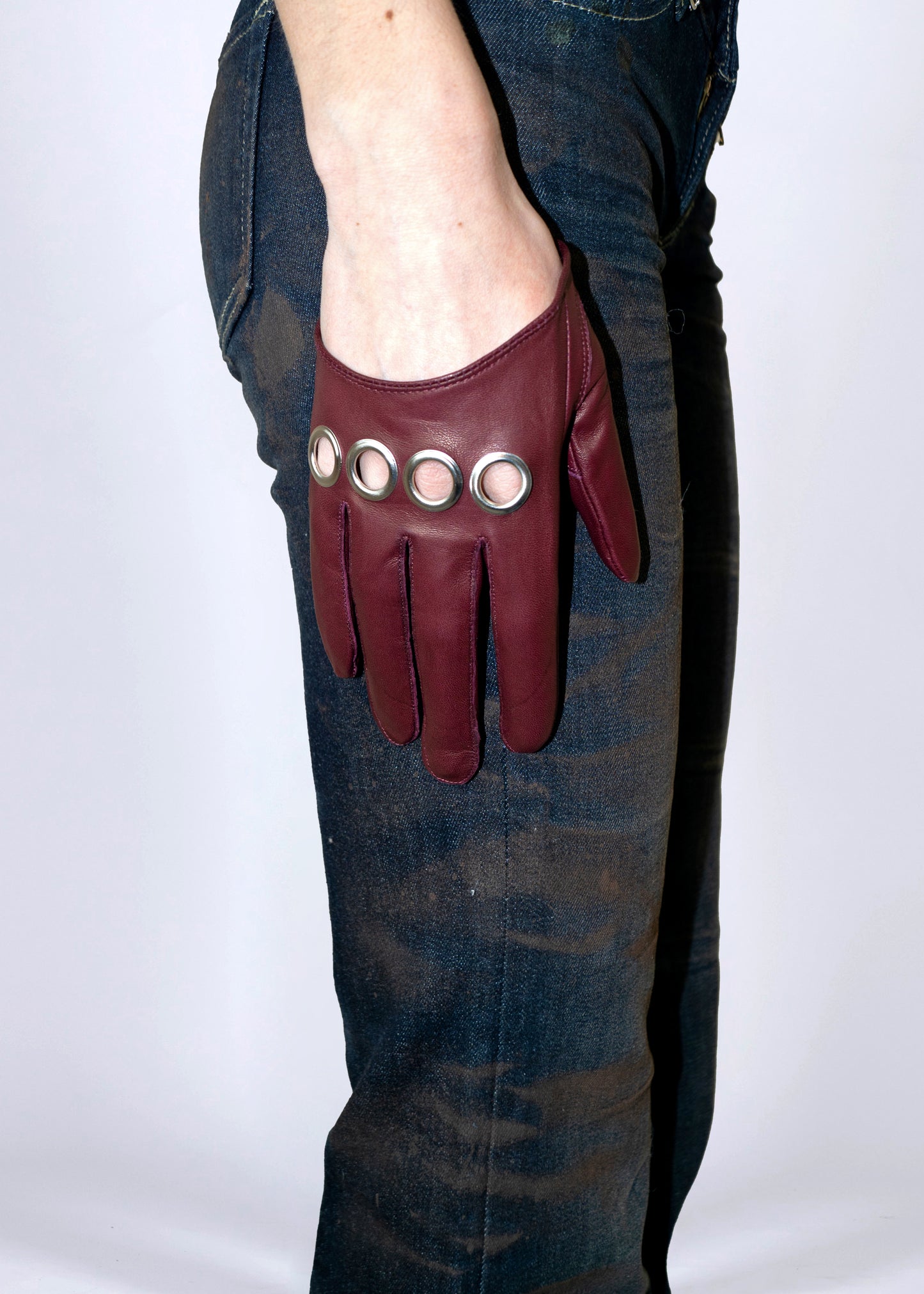 Punch leather gloves