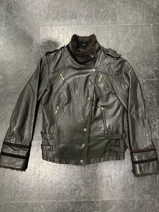Leather military jacket