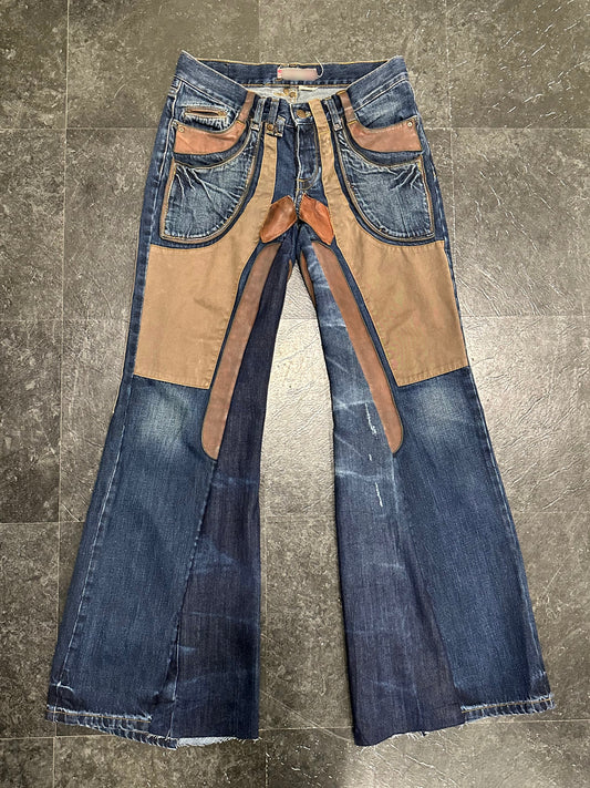 Leather patches jeans