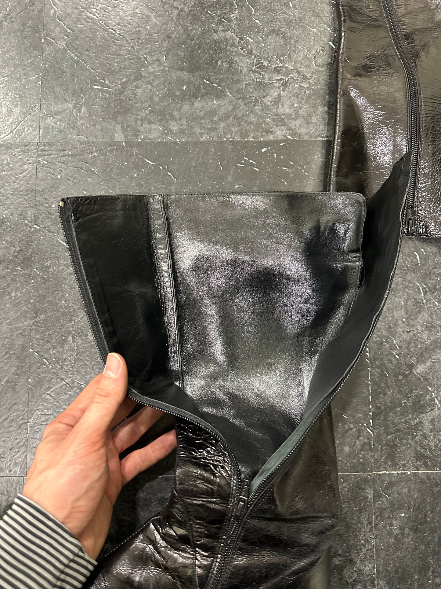 Cracked leather boots