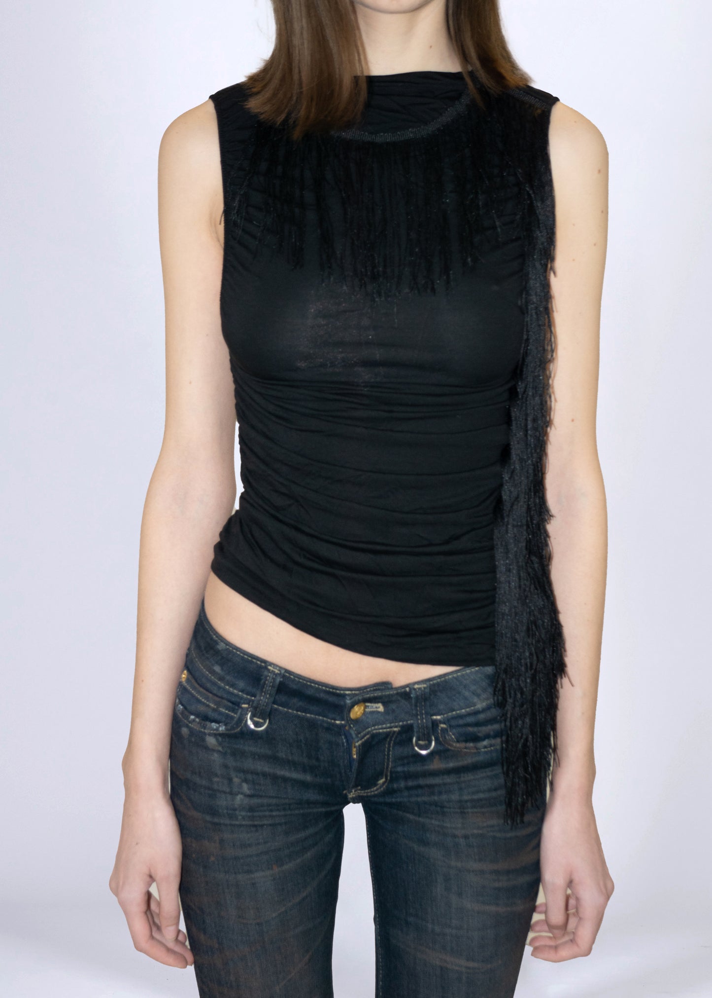 Fringe necklace top