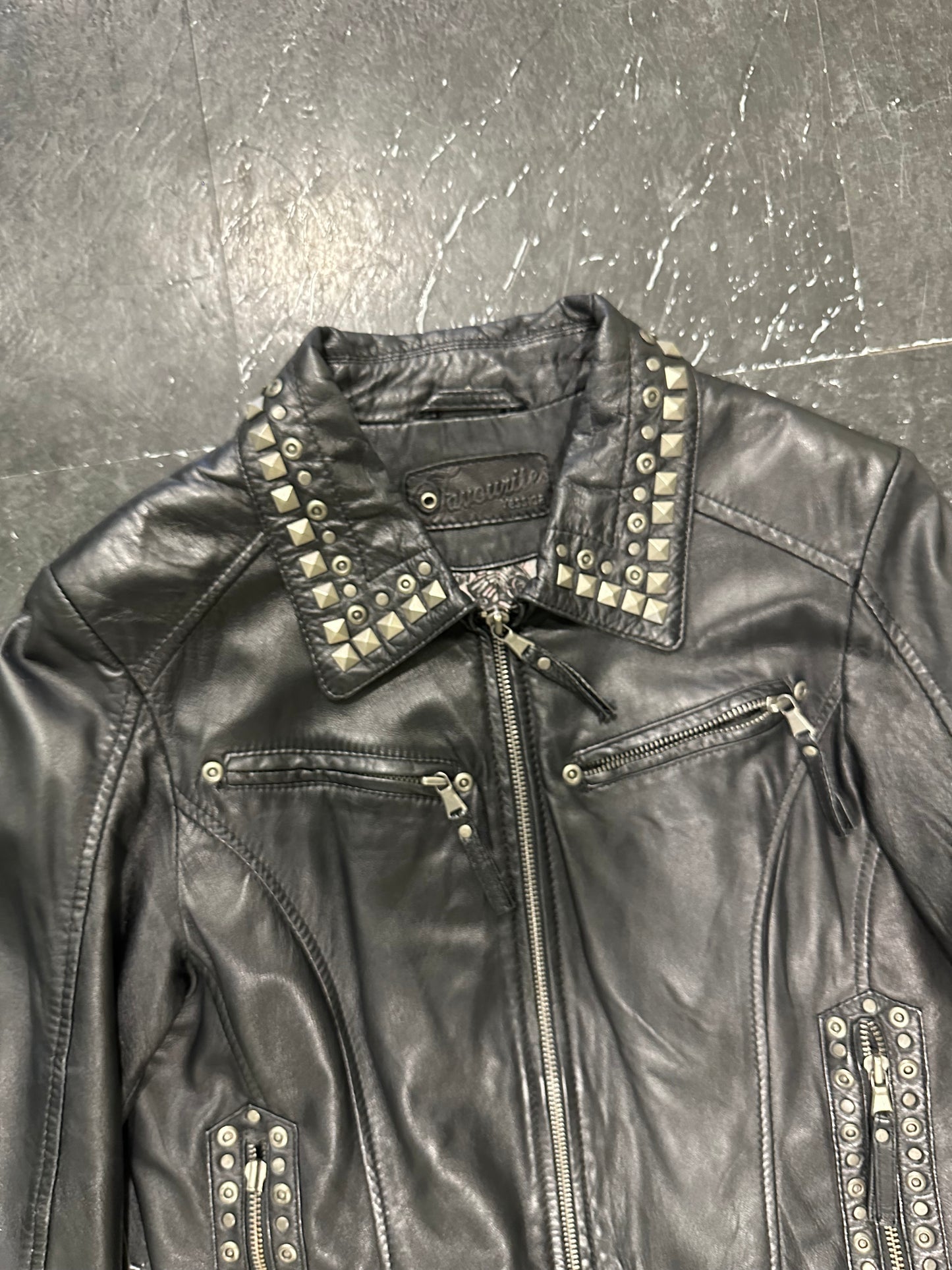 Studded leather jacket