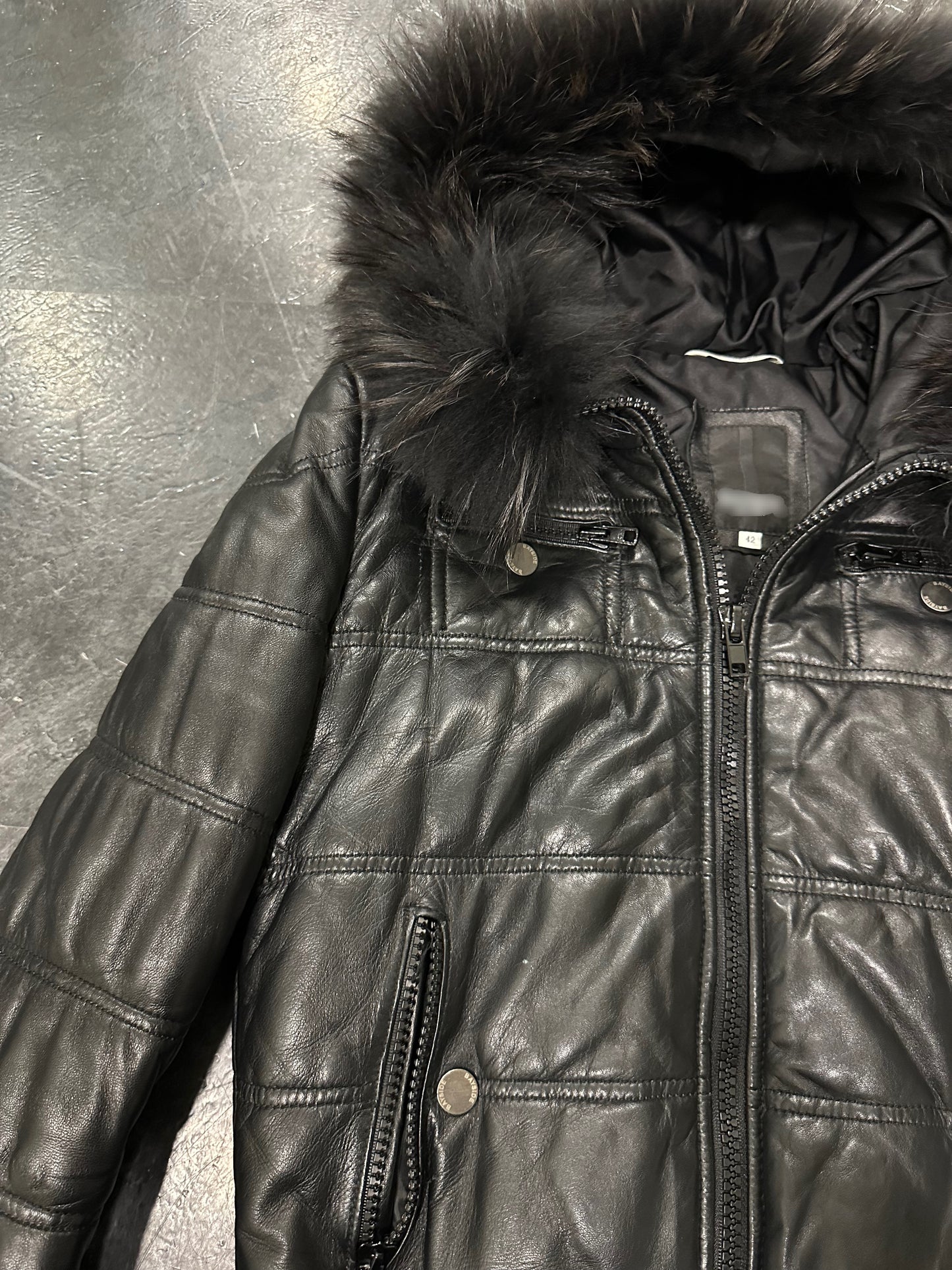 Leather fur bomber