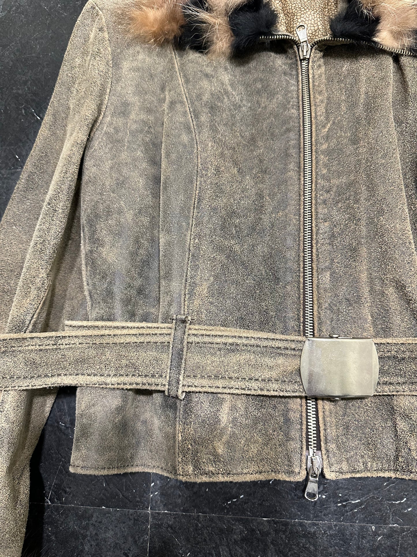 Crust leather jacket