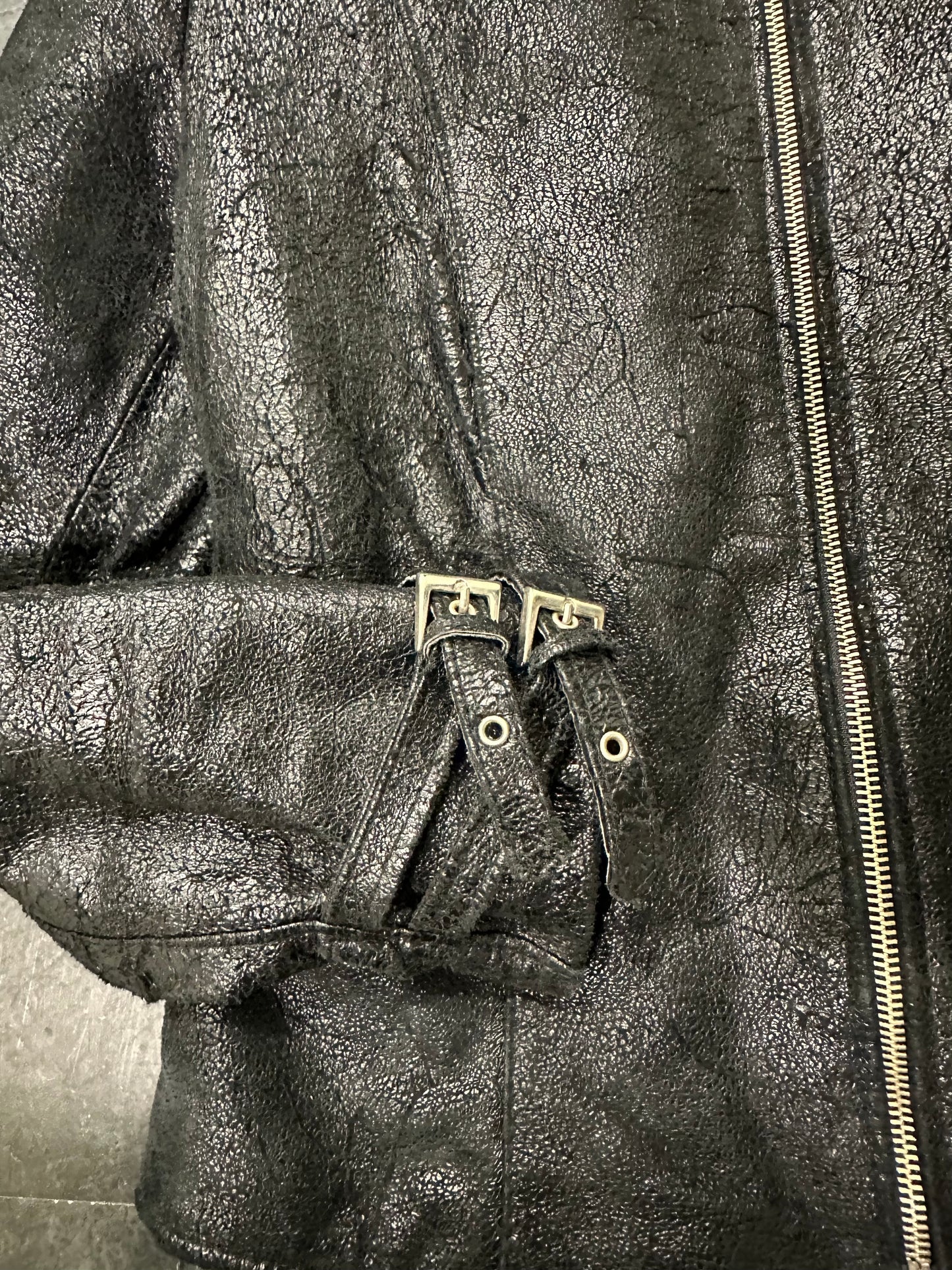 Crust leather jacket