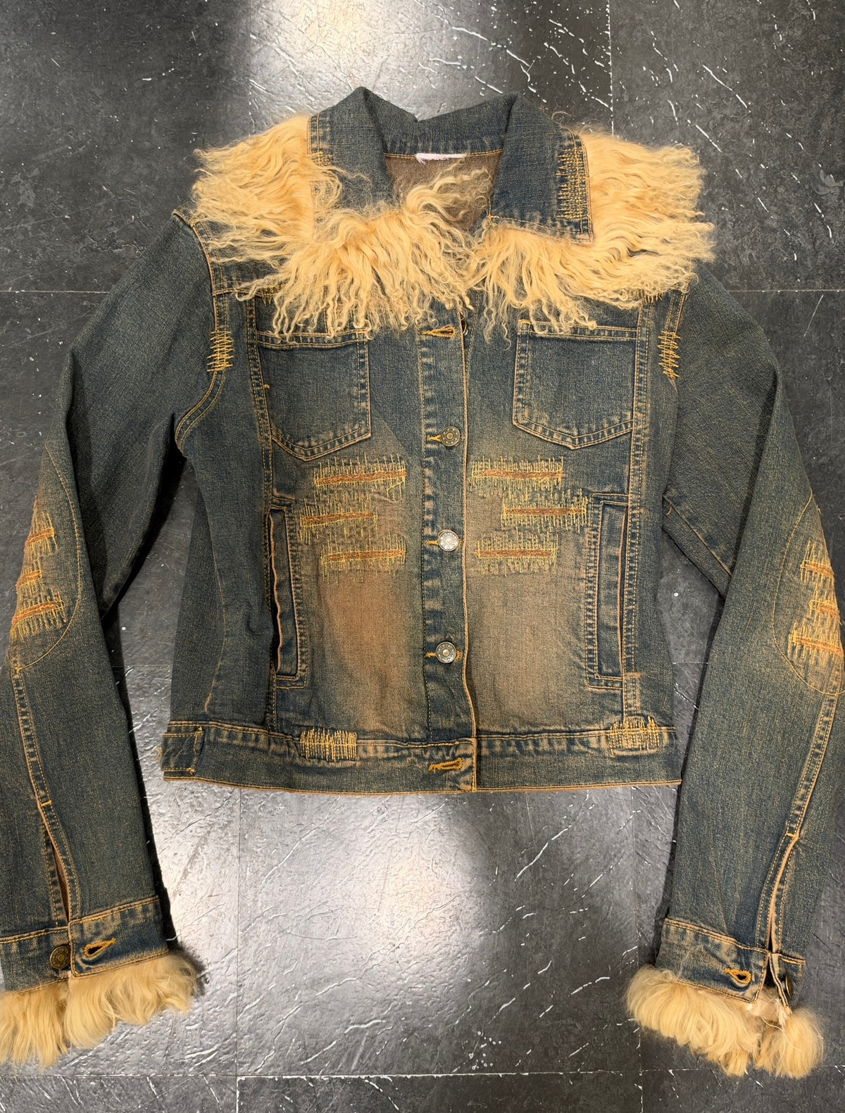 Denim fur jacket