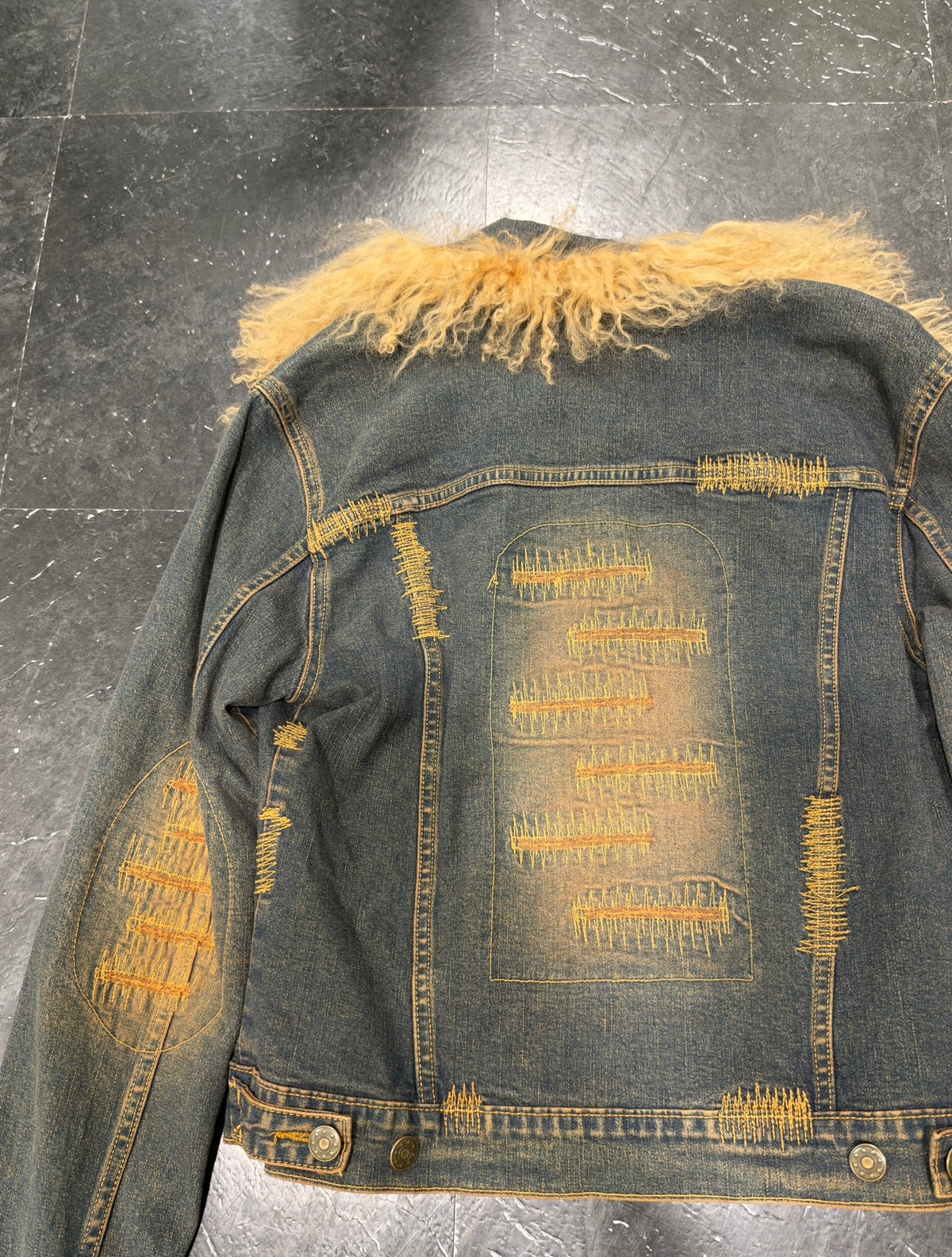 Denim fur jacket