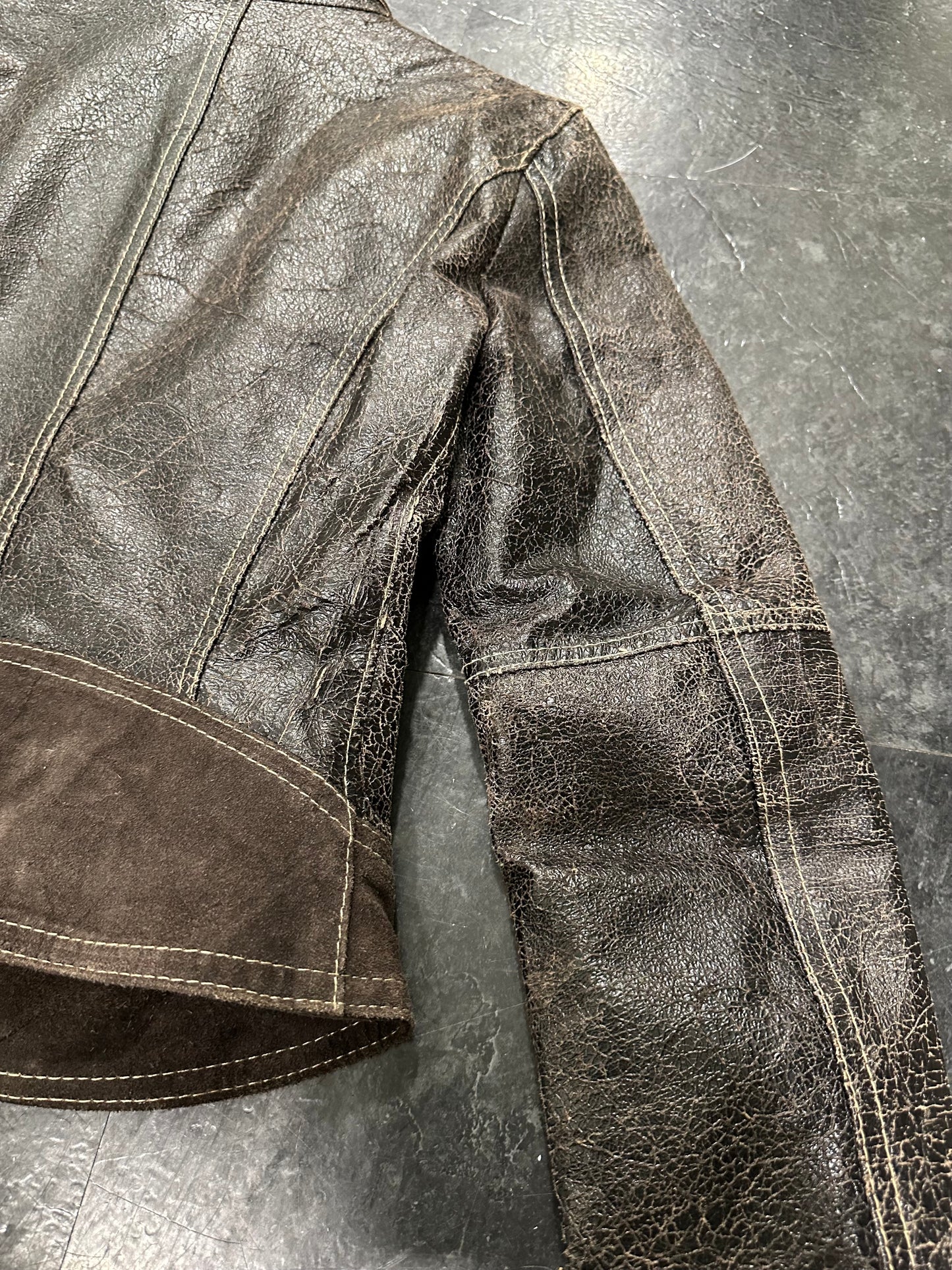 Crust leather jacket