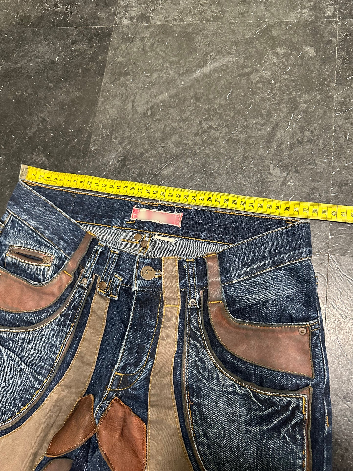 Leather patches jeans