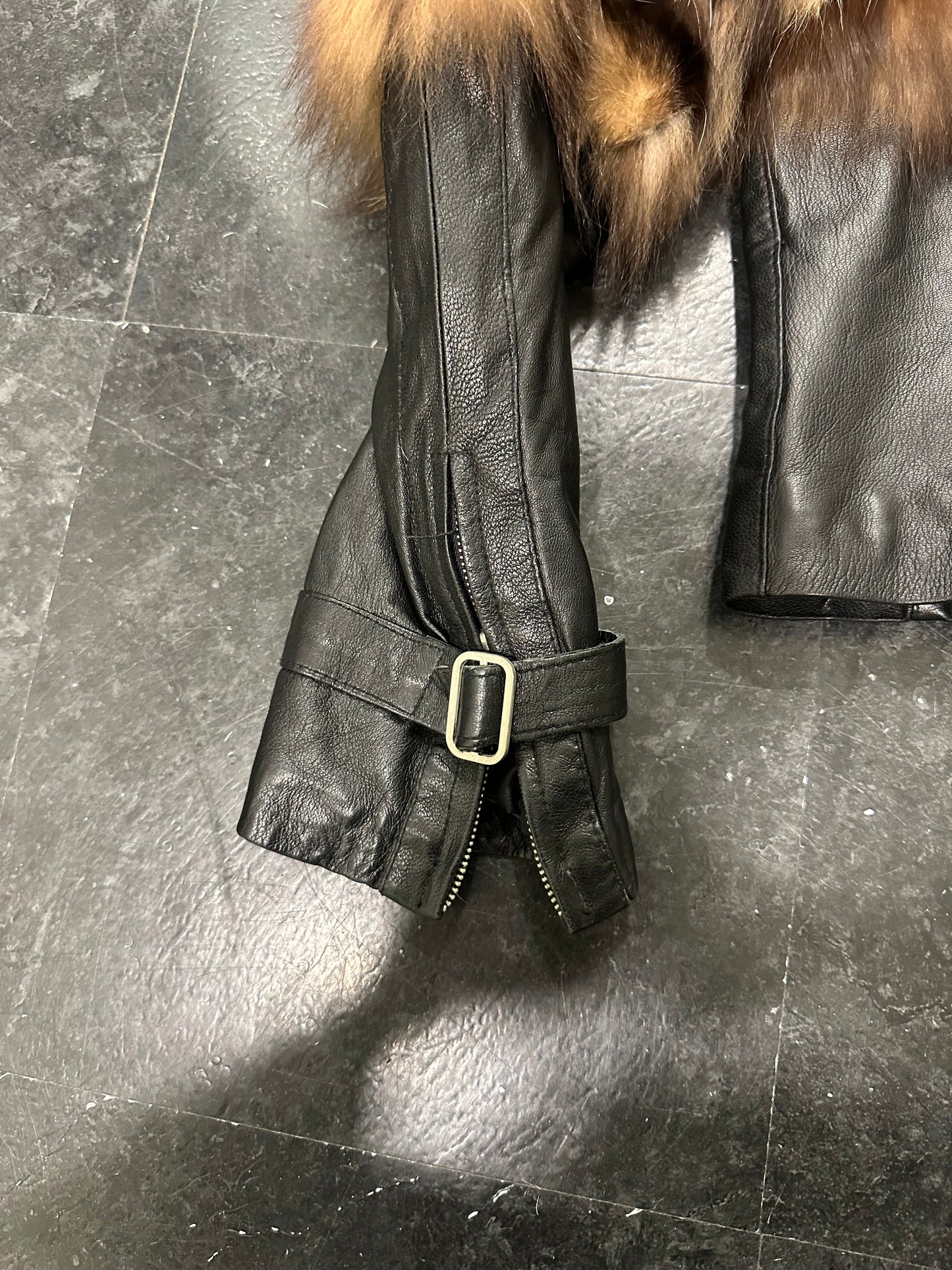 Fur leather jacket