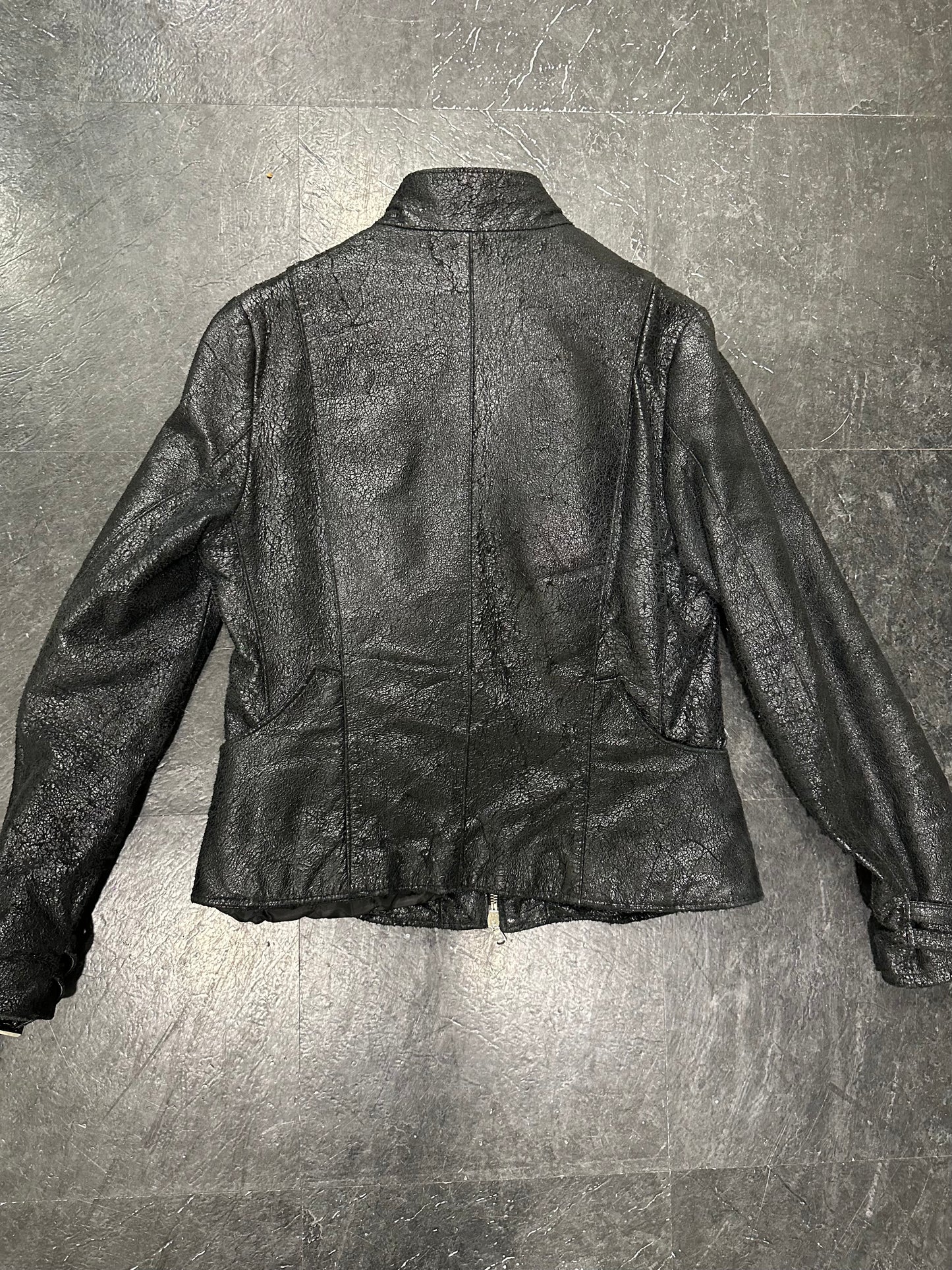 Crust leather jacket