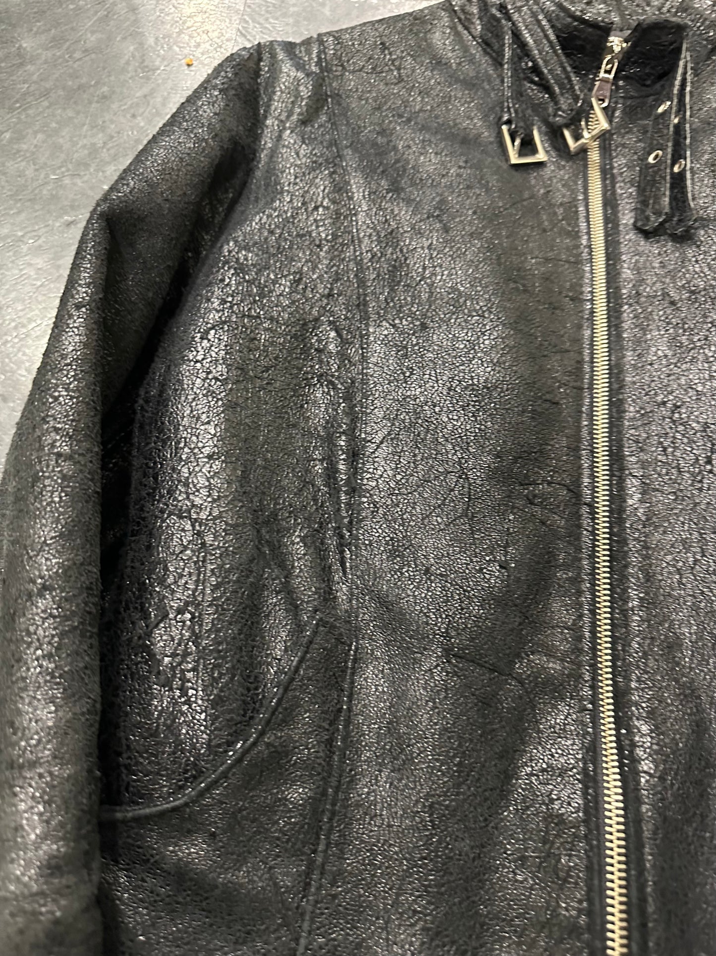 Crust leather jacket