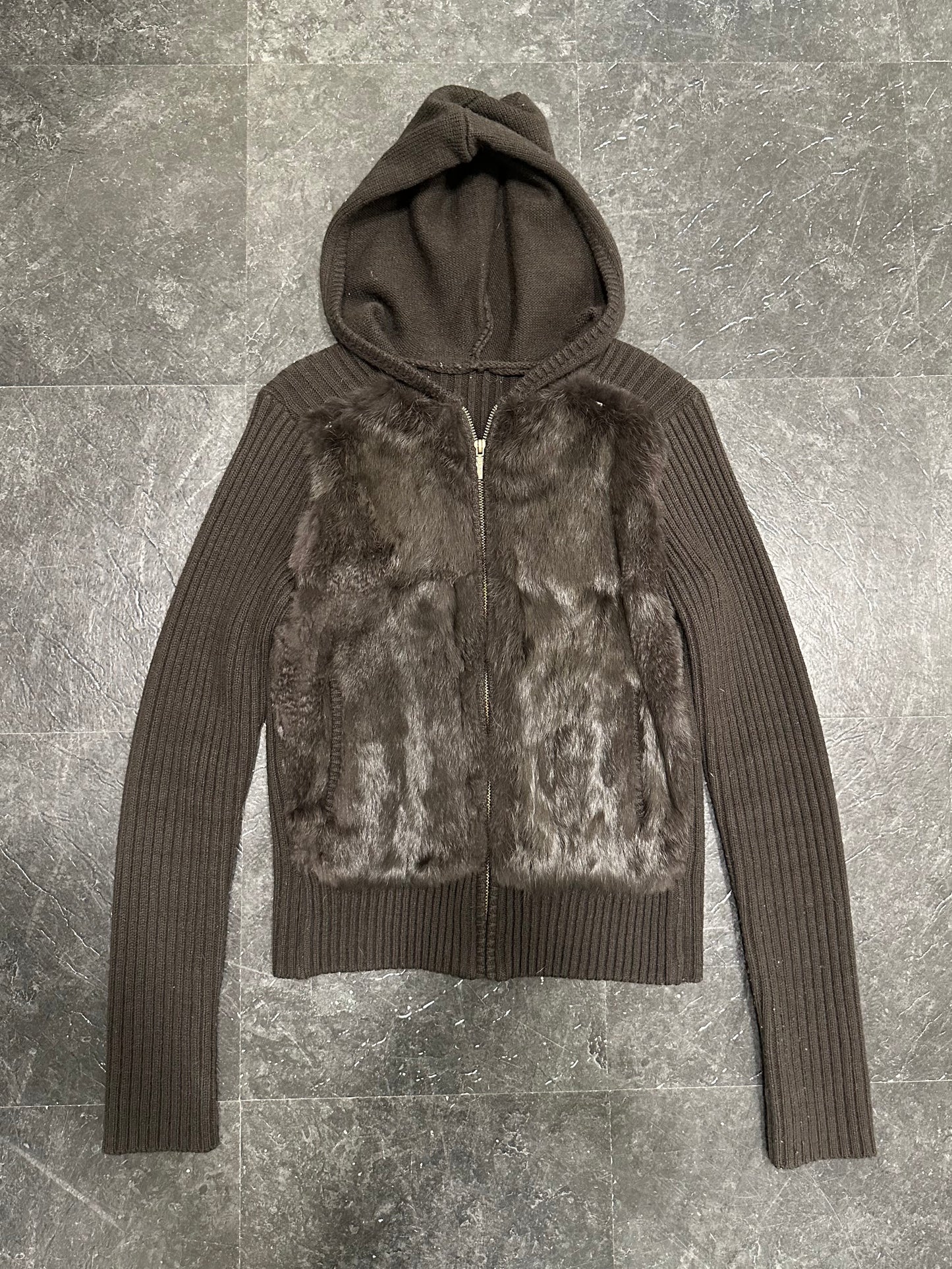 Fur knitted hoodie