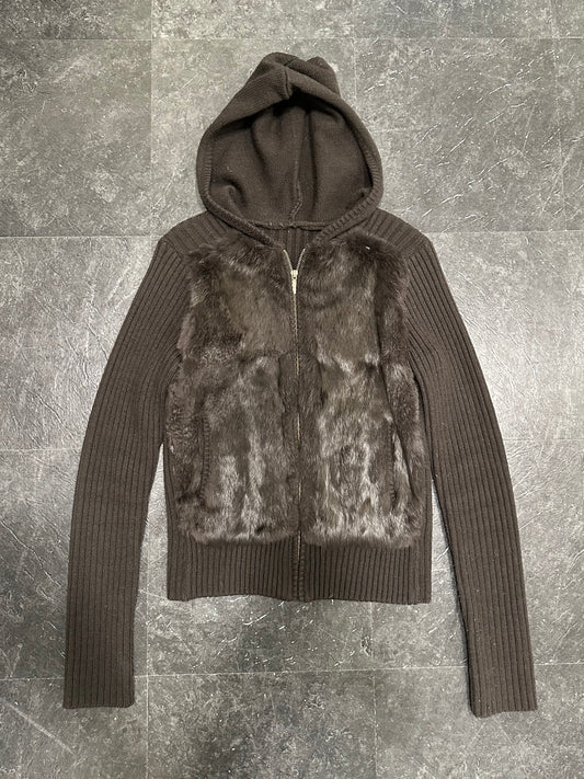 Fur knitted hoodie