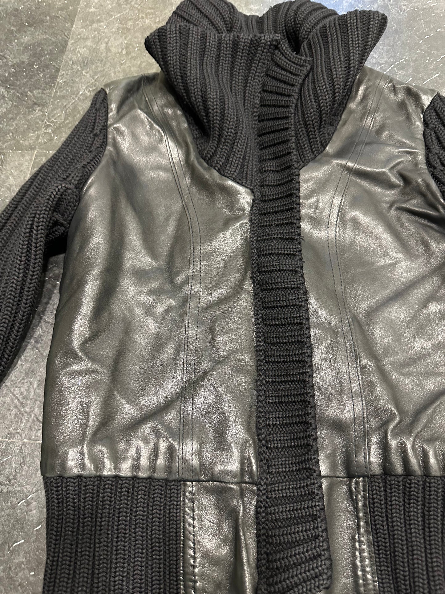 Knitted leather jacket