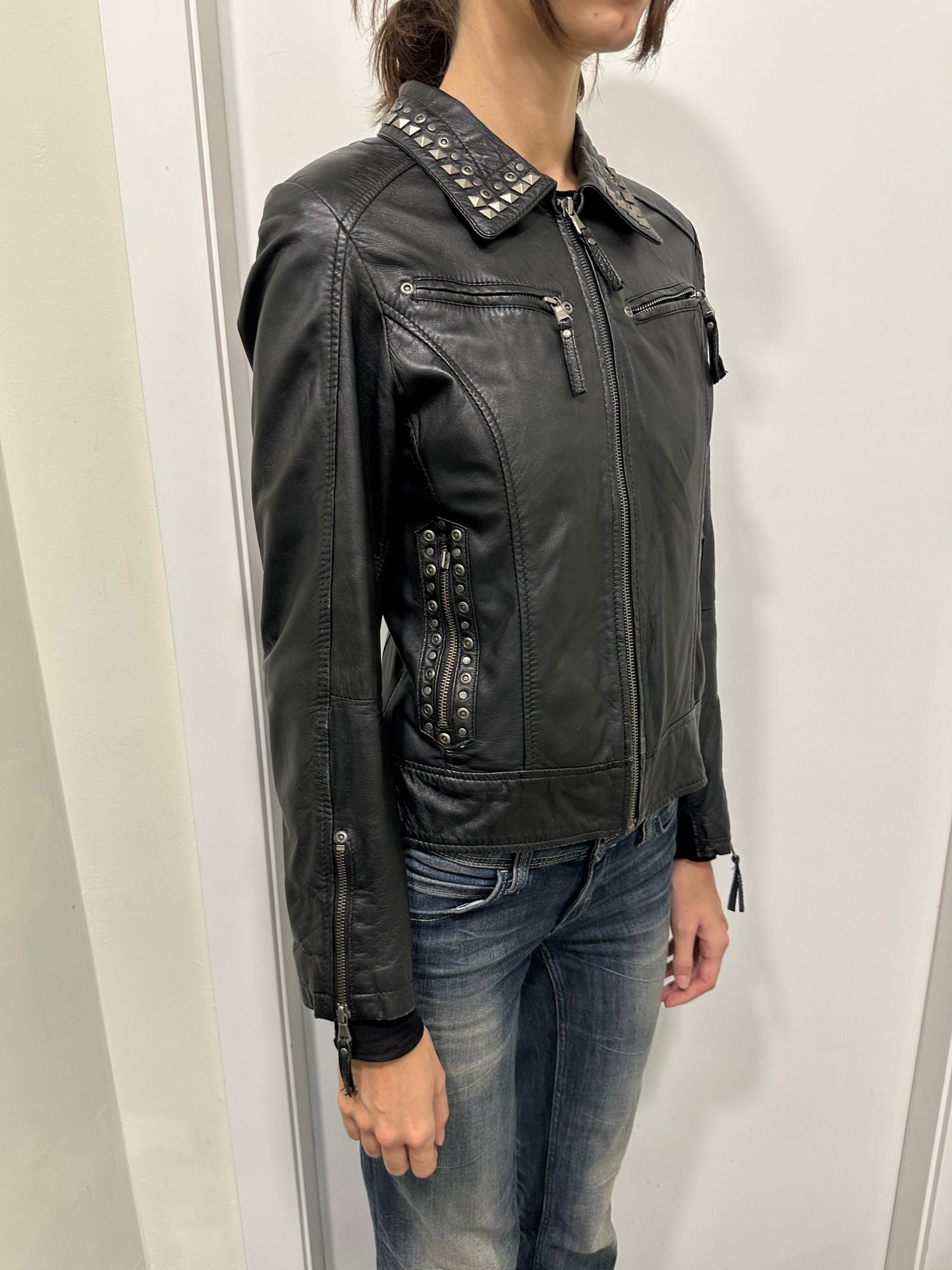 Studded leather jacket