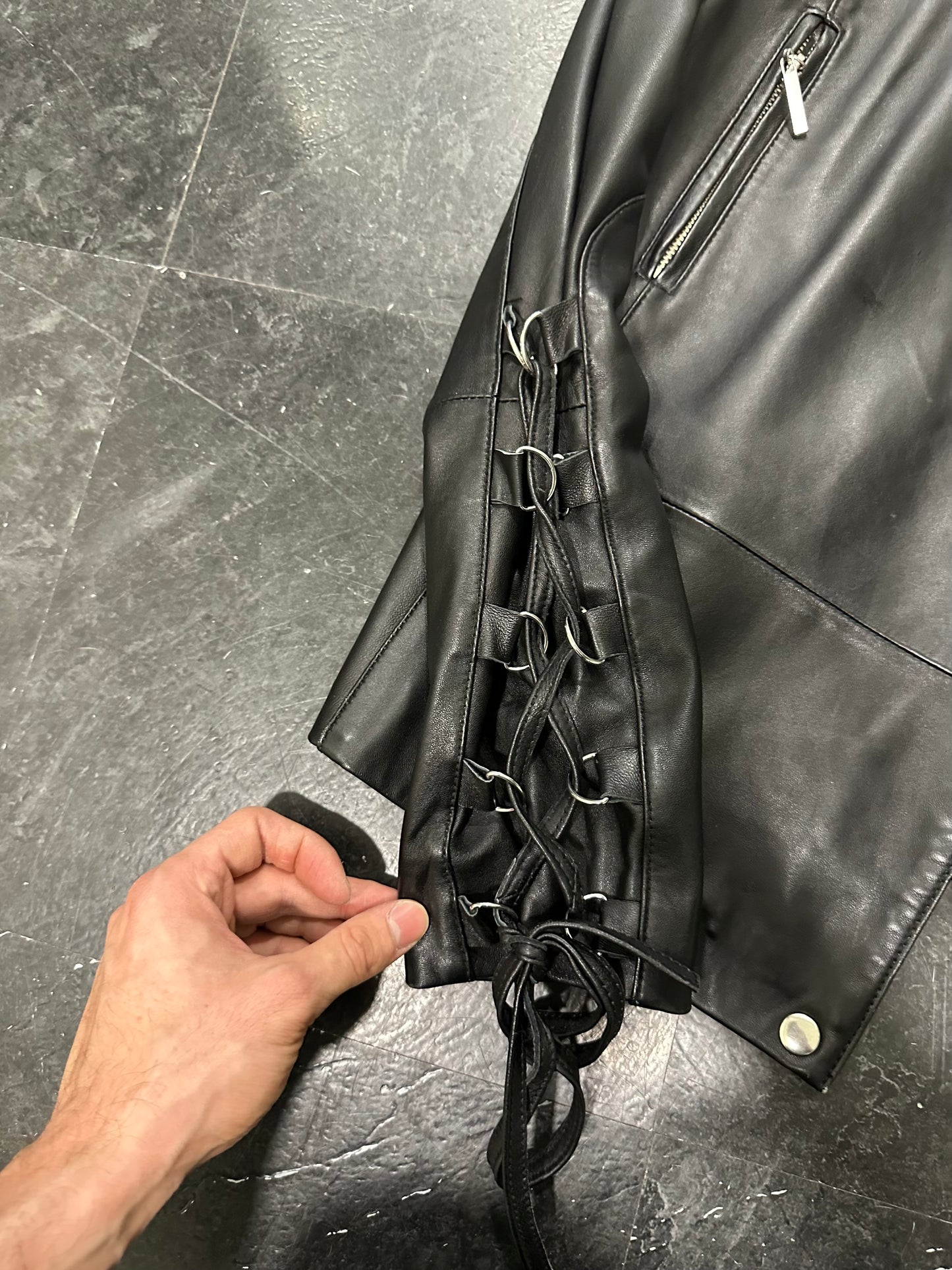 Laces leather jacket