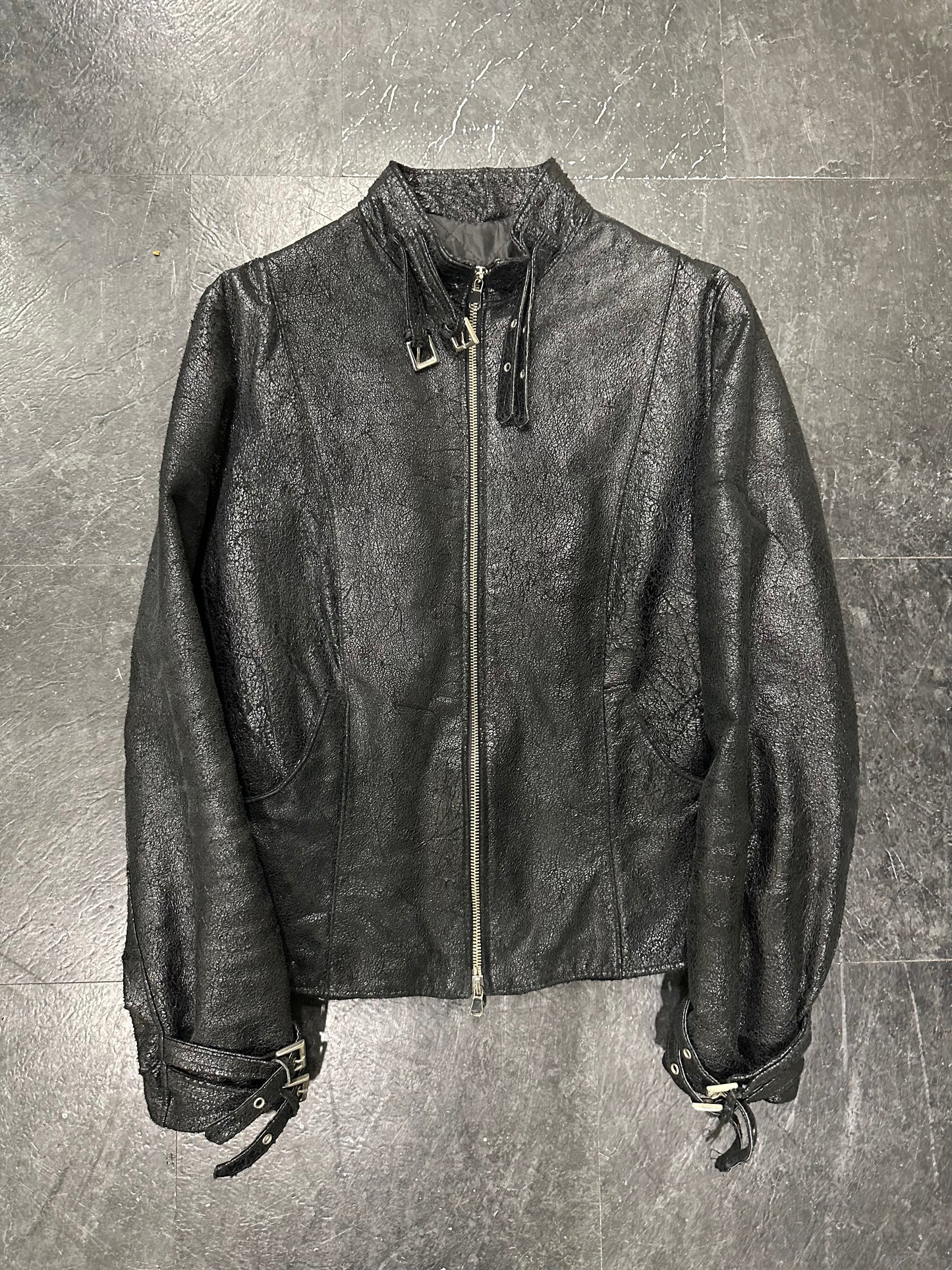 Crust leather jacket