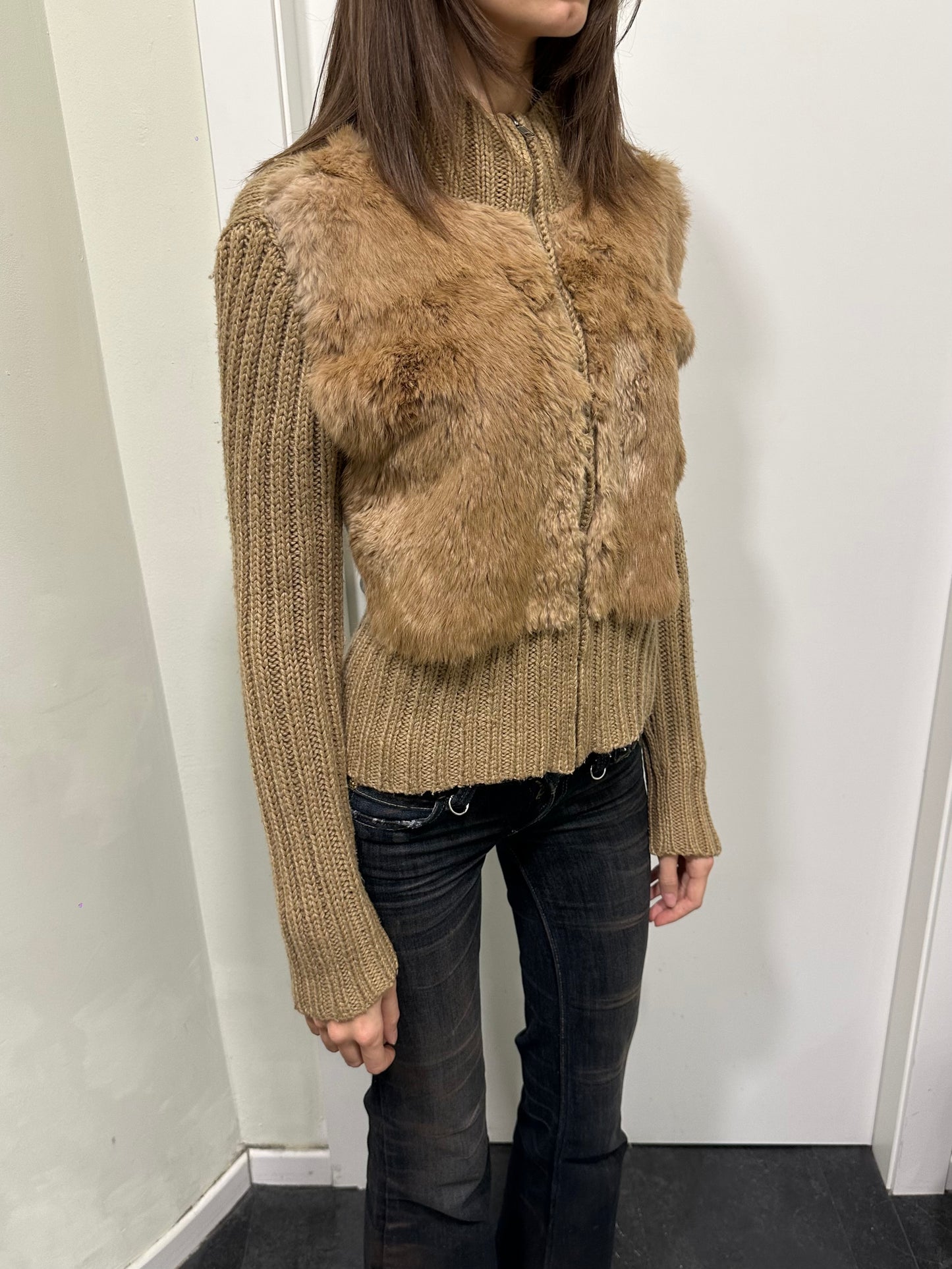 Knitted fur jacket