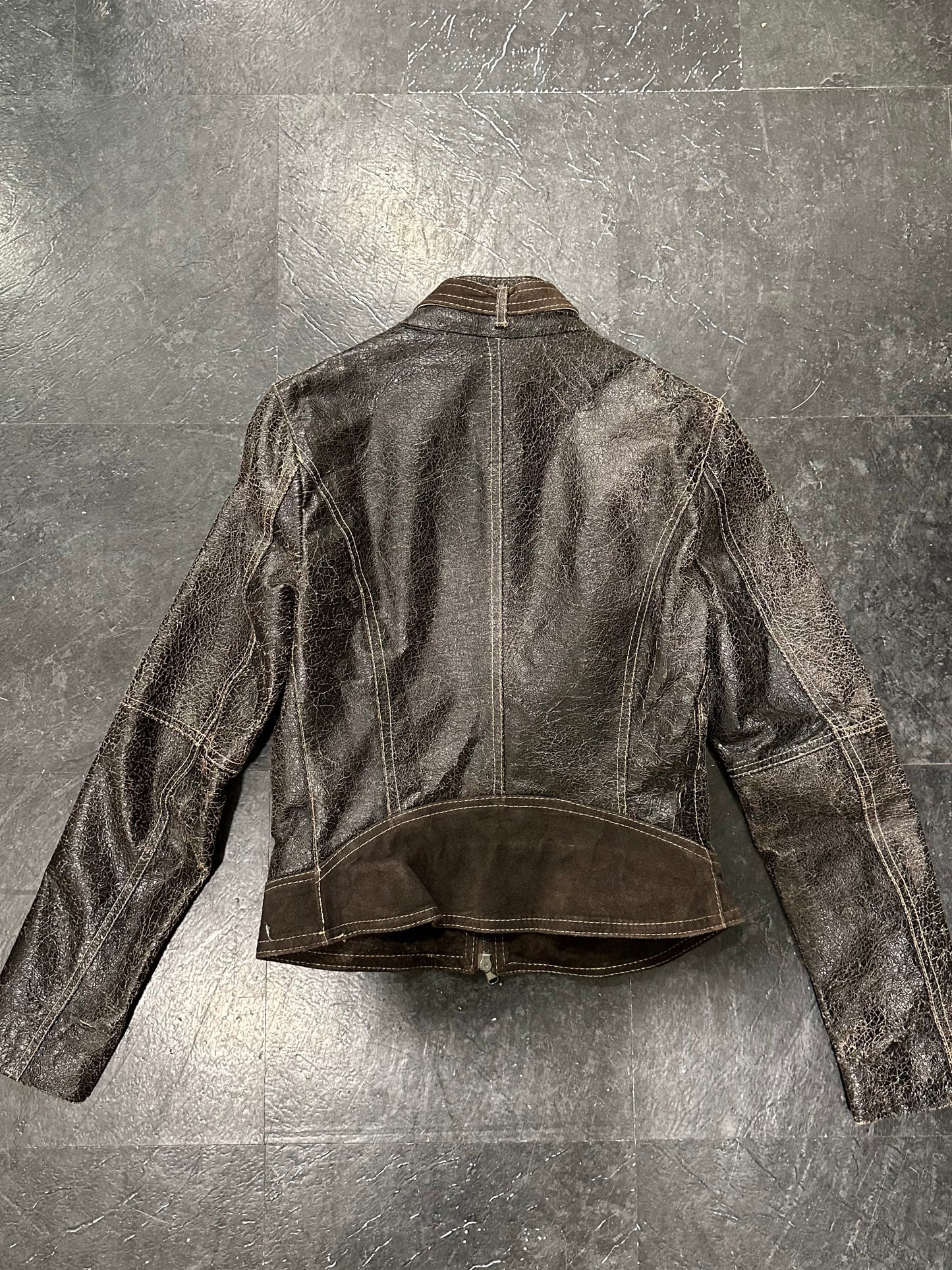 Crust leather jacket