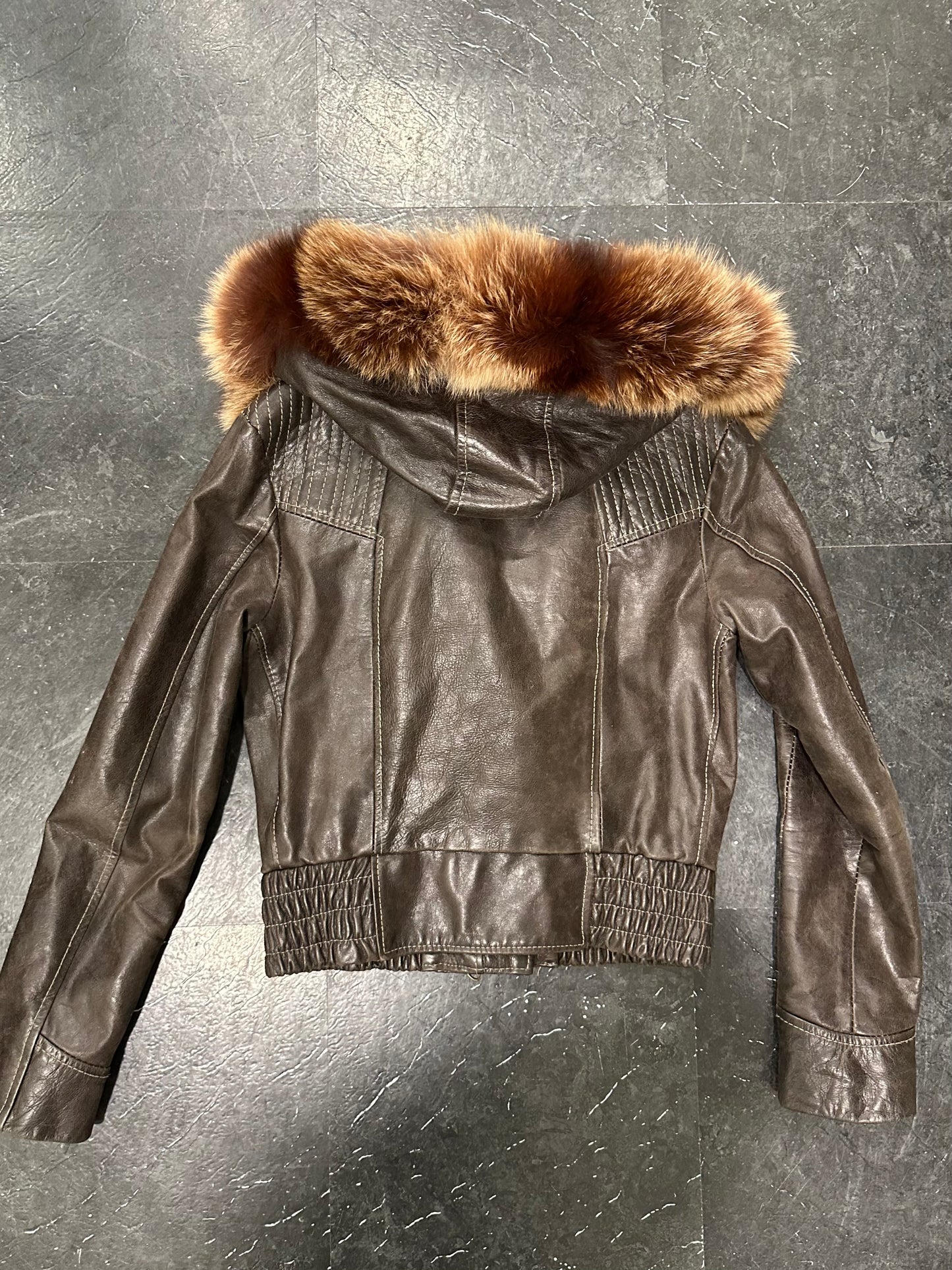 Fur leather jacket