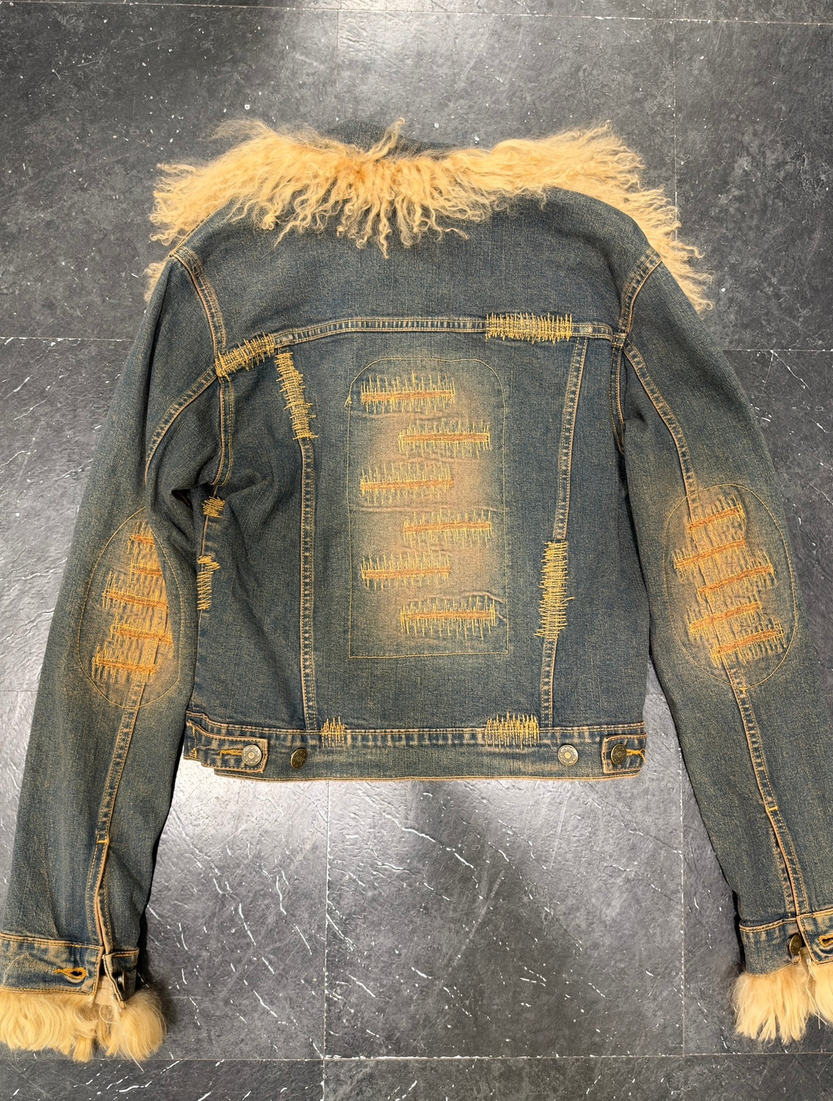 Denim fur jacket