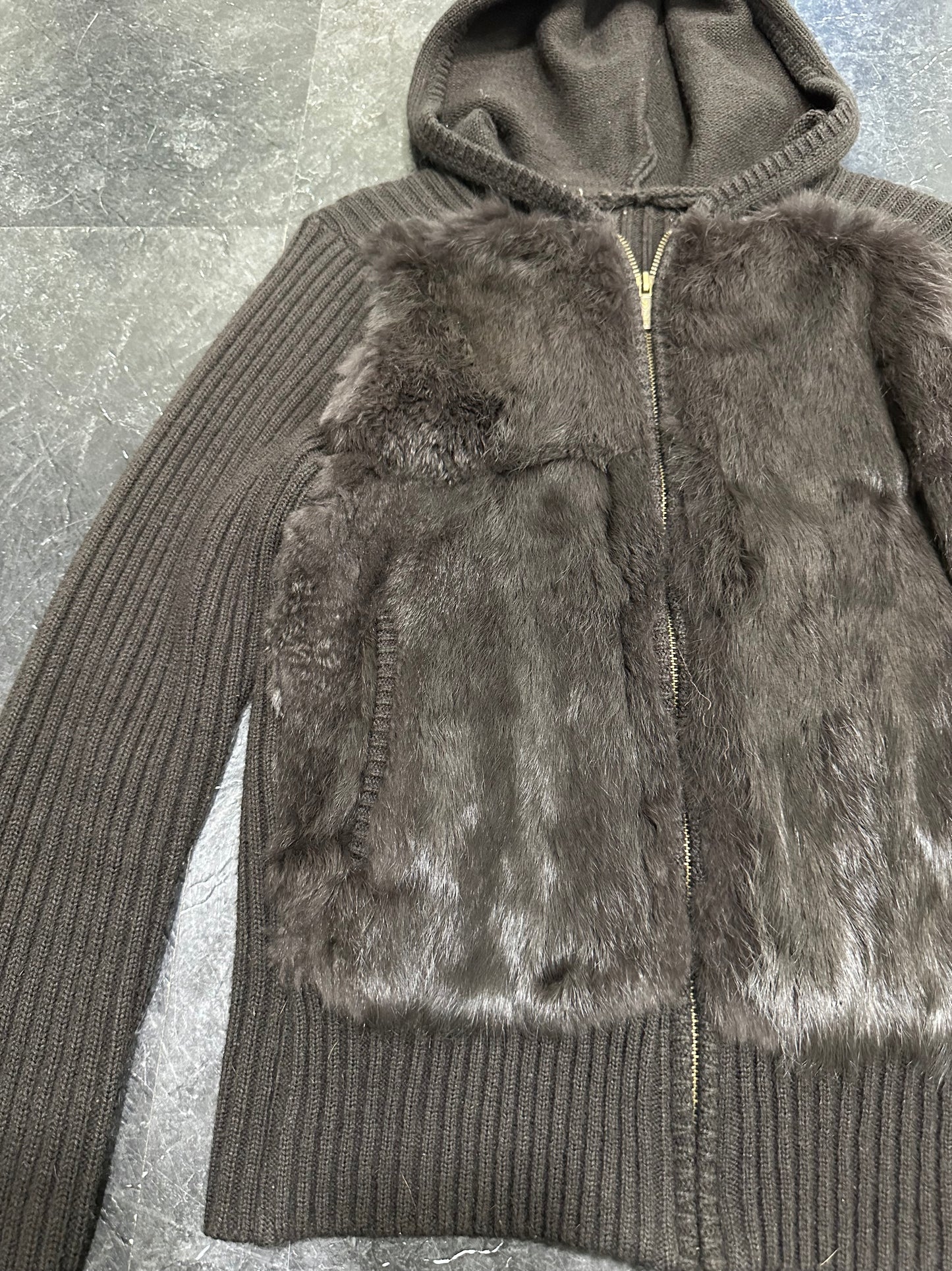 Fur knitted hoodie