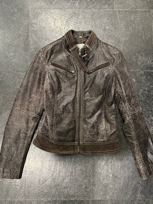 Crust leather jacket