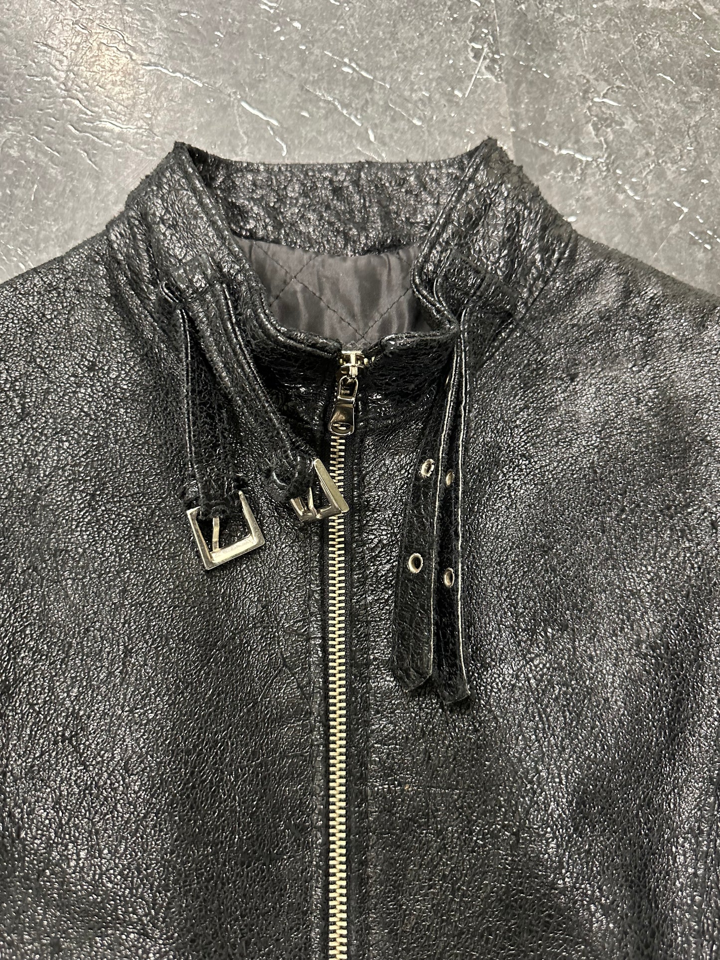 Crust leather jacket