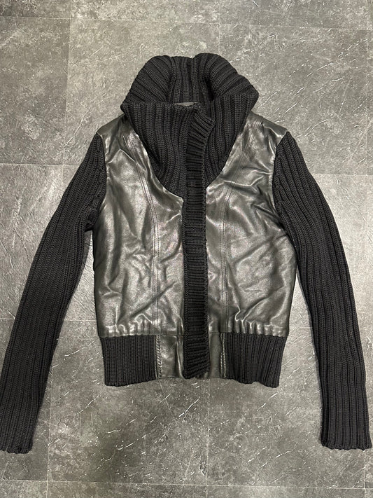 Knitted leather jacket
