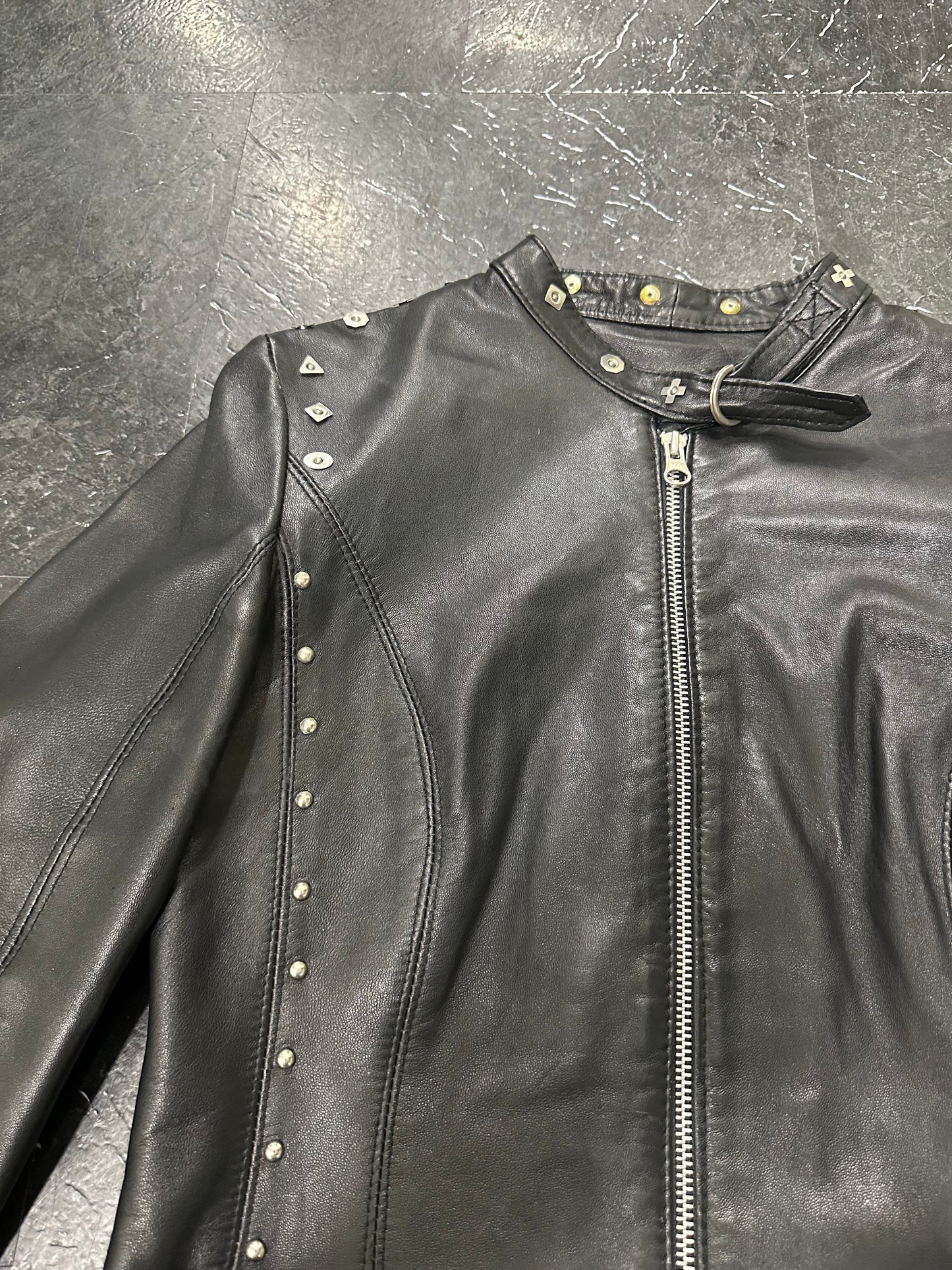 Studded leather jacket