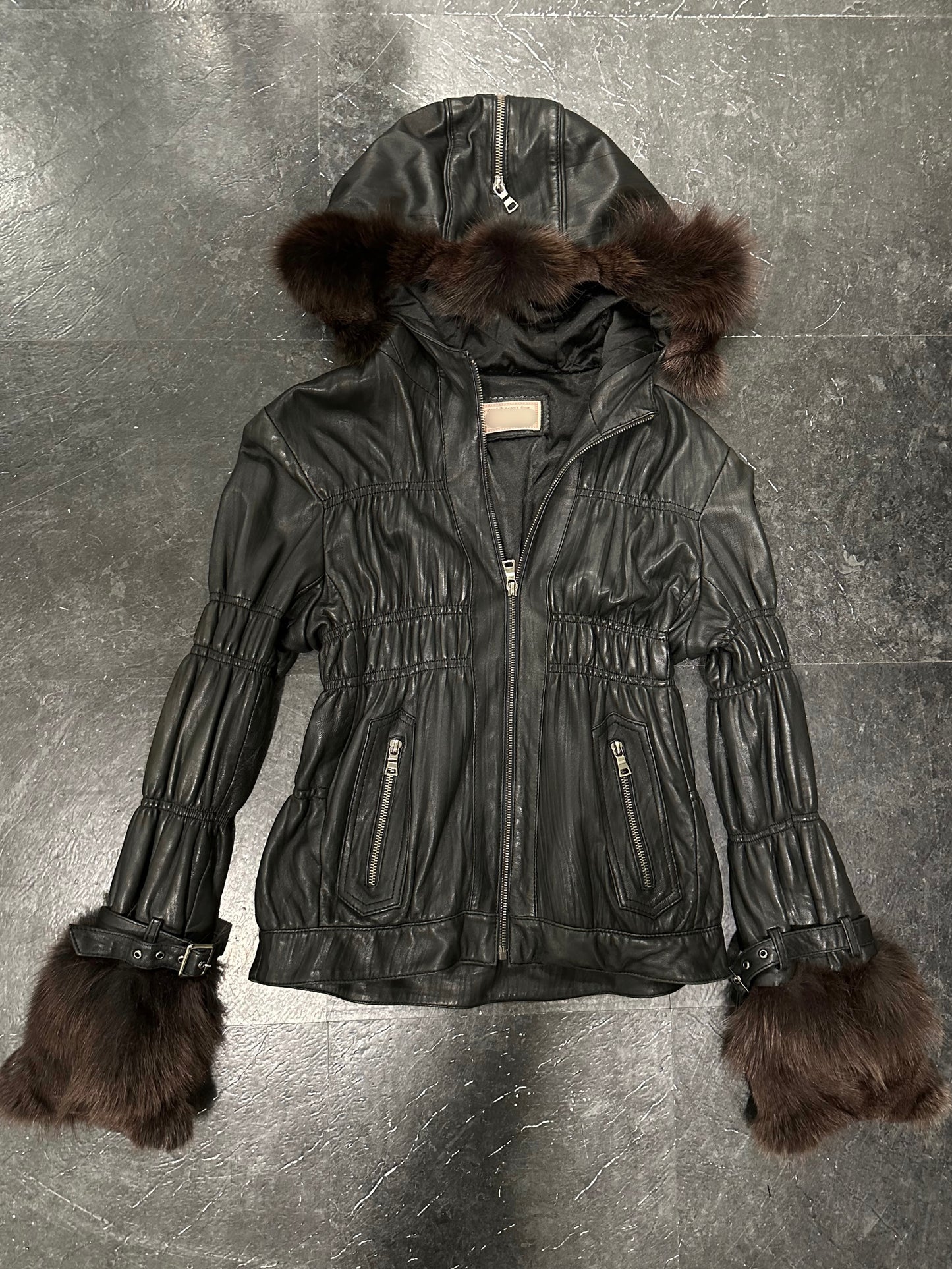 Fur leather jacket