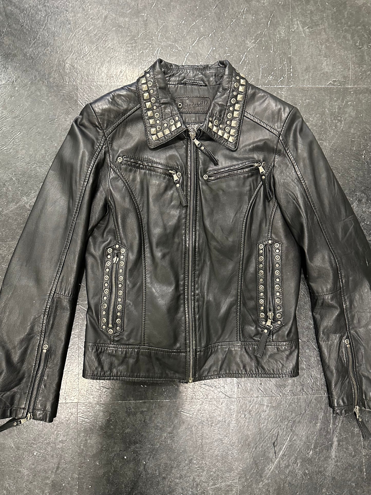 Studded leather jacket