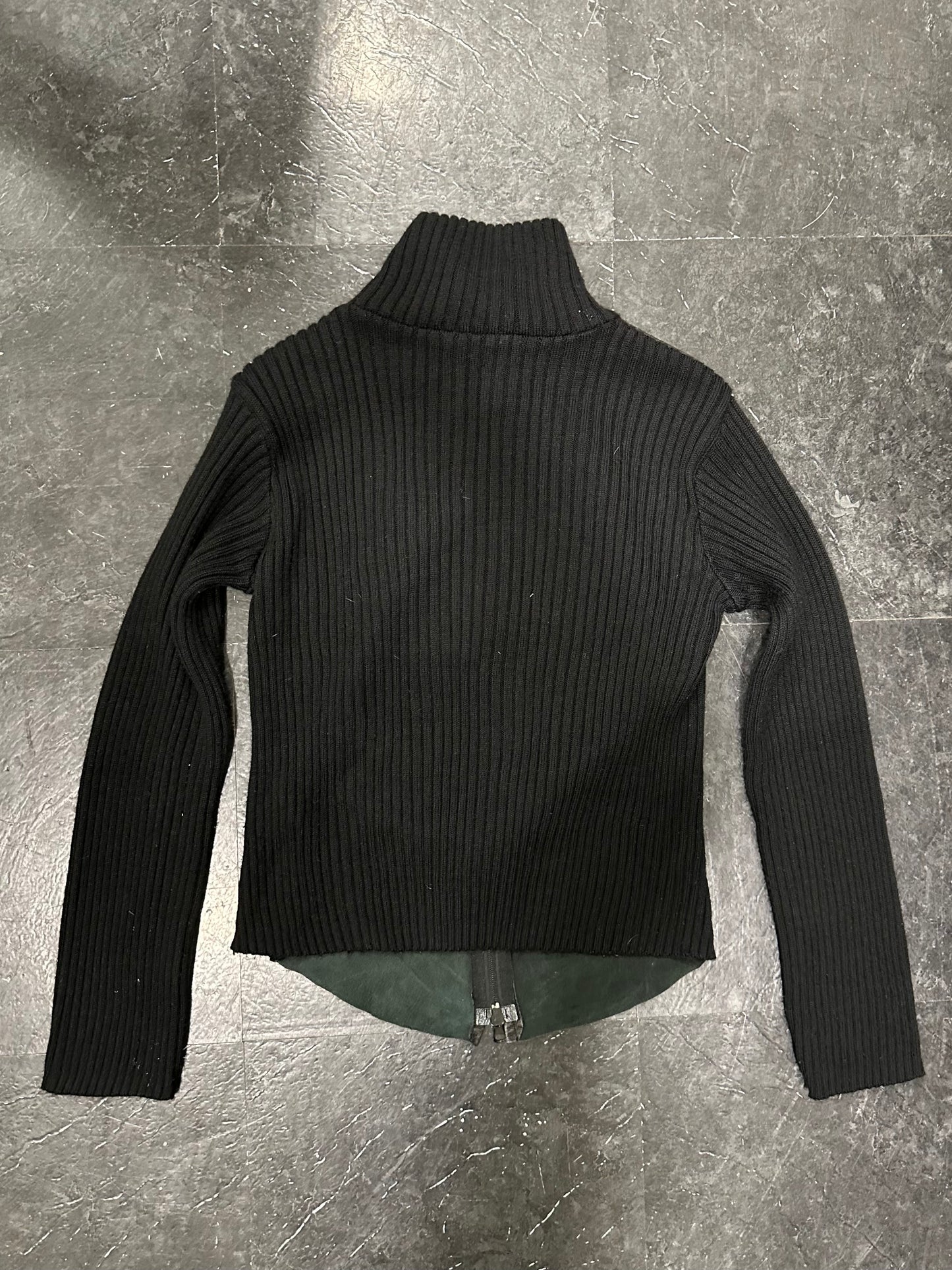 Leather knitted jacket