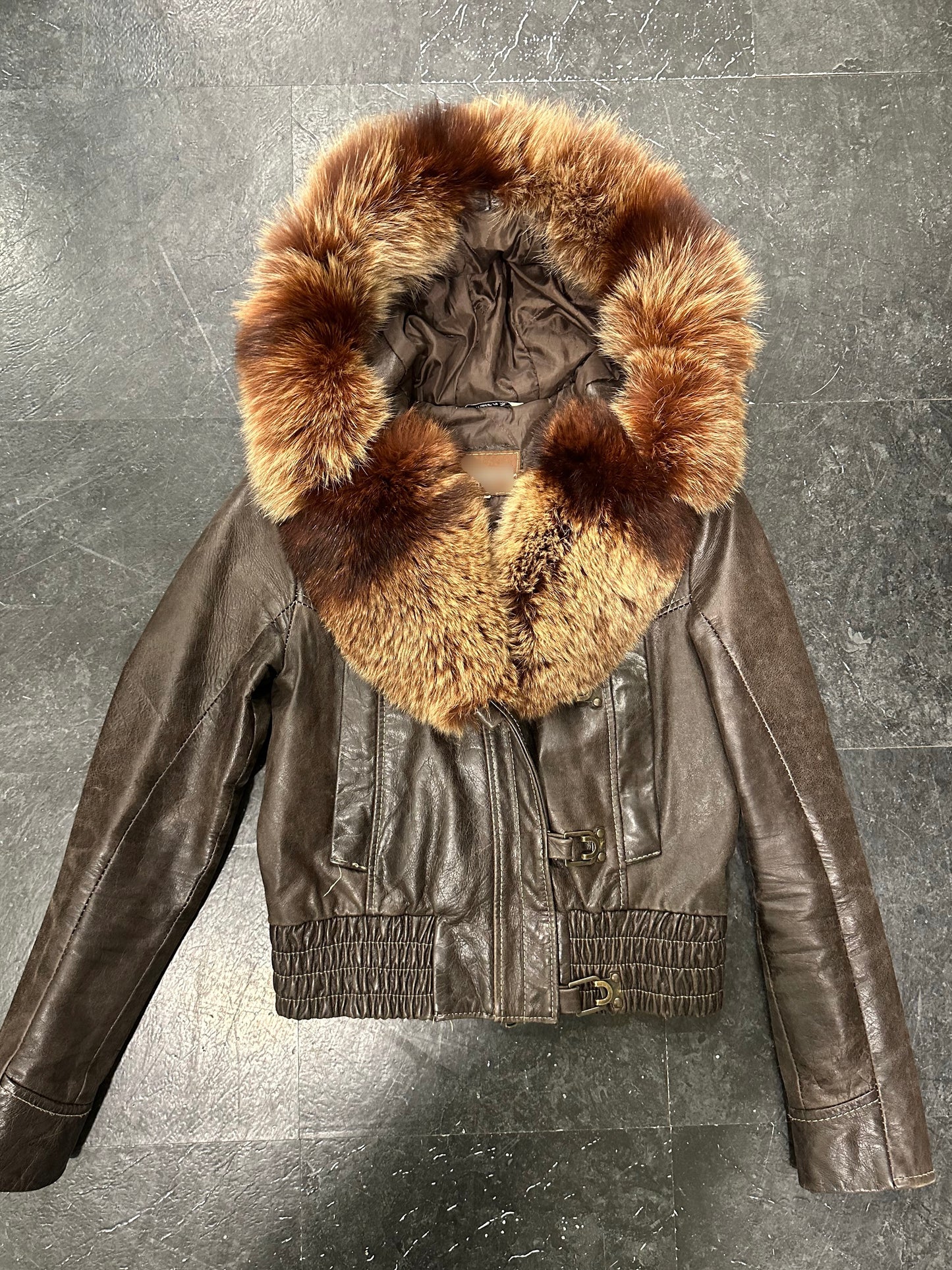Fur leather jacket