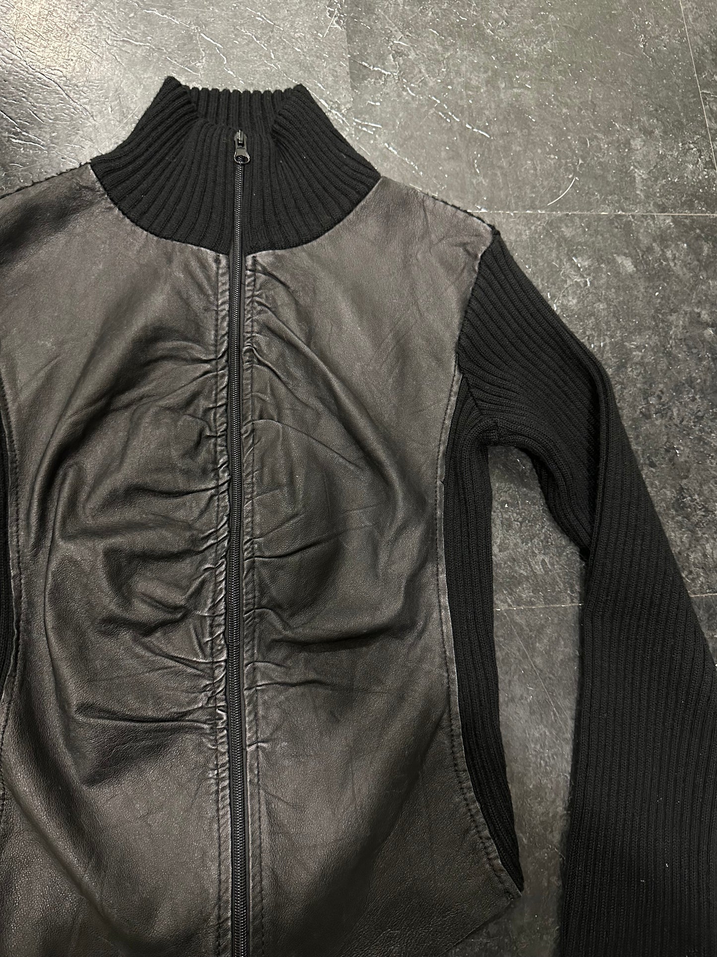 Leather knitted jacket