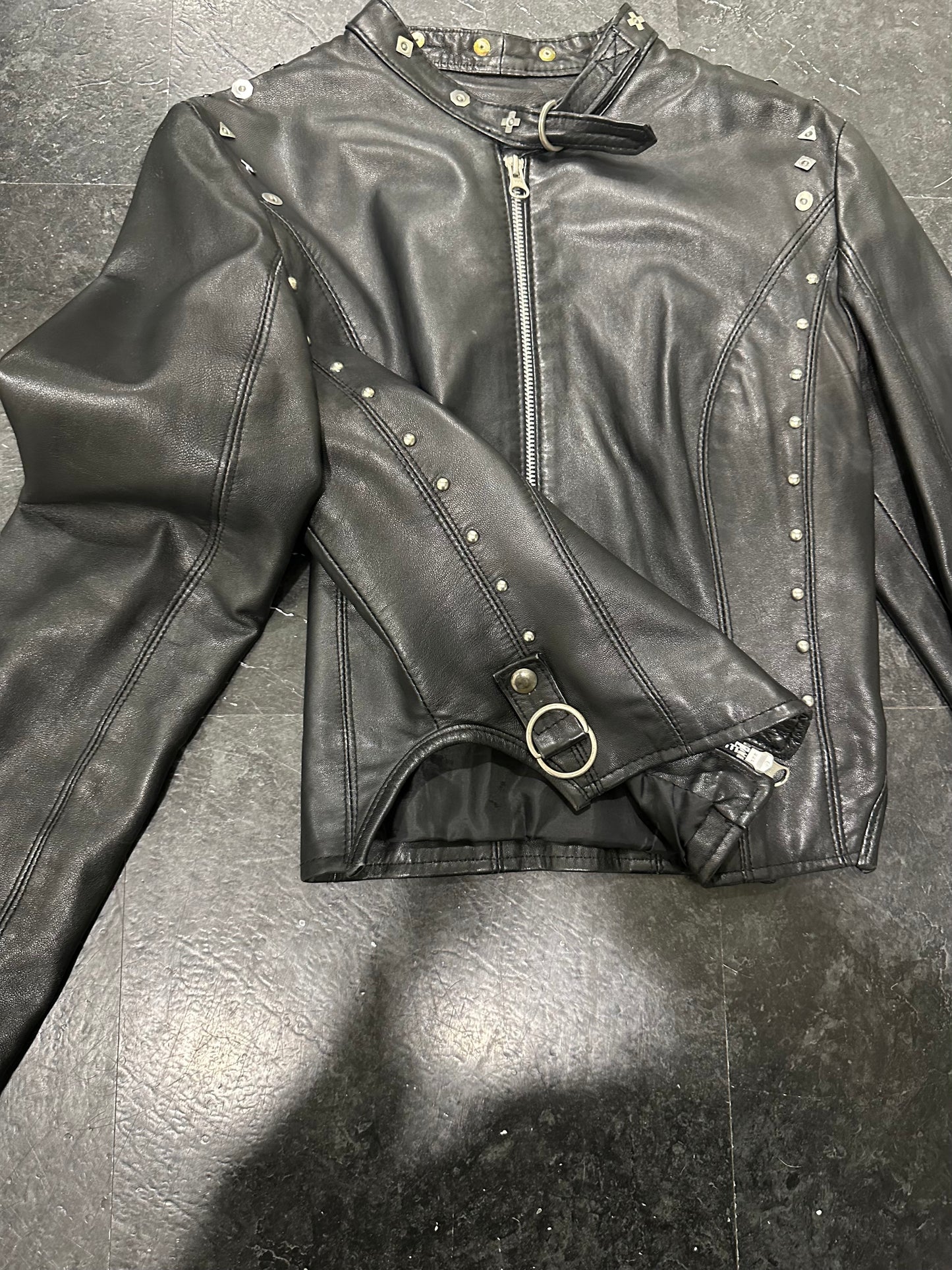 Studded leather jacket