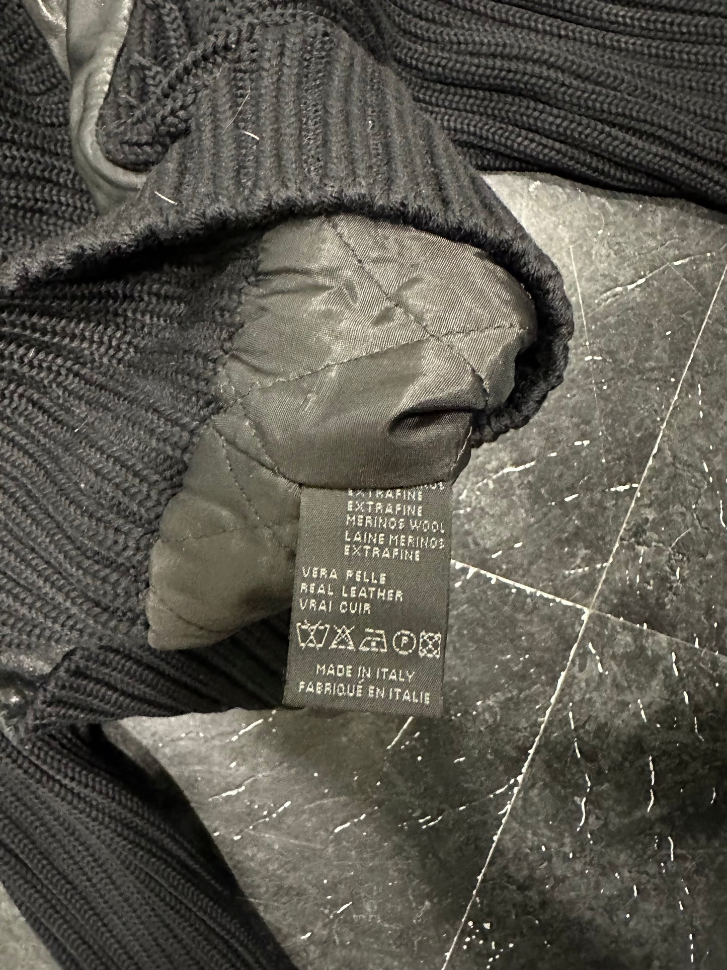 Knitted leather jacket