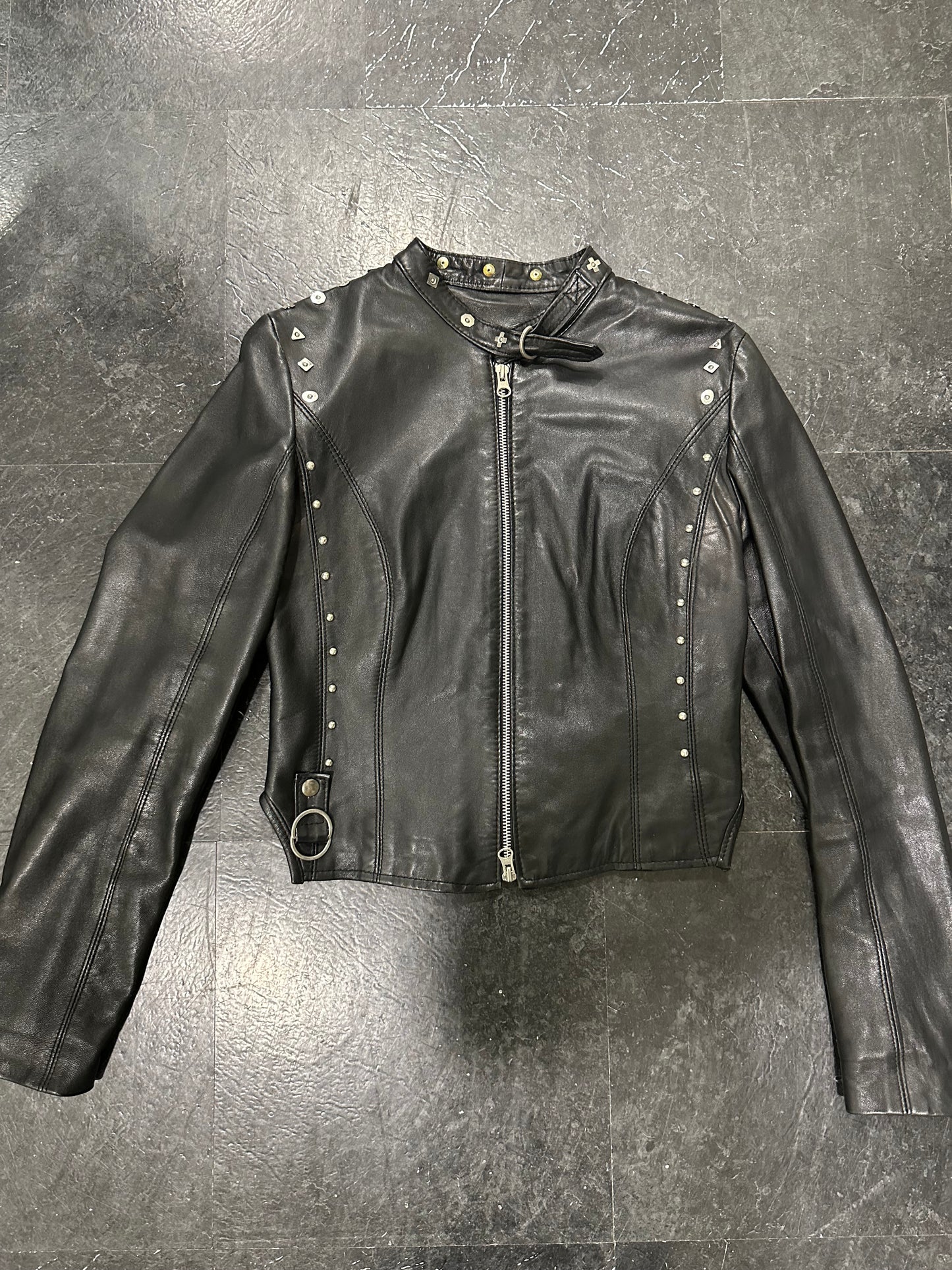Studded leather jacket