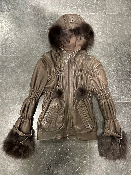 Fur leather puffer