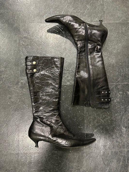 Cracked leather boots