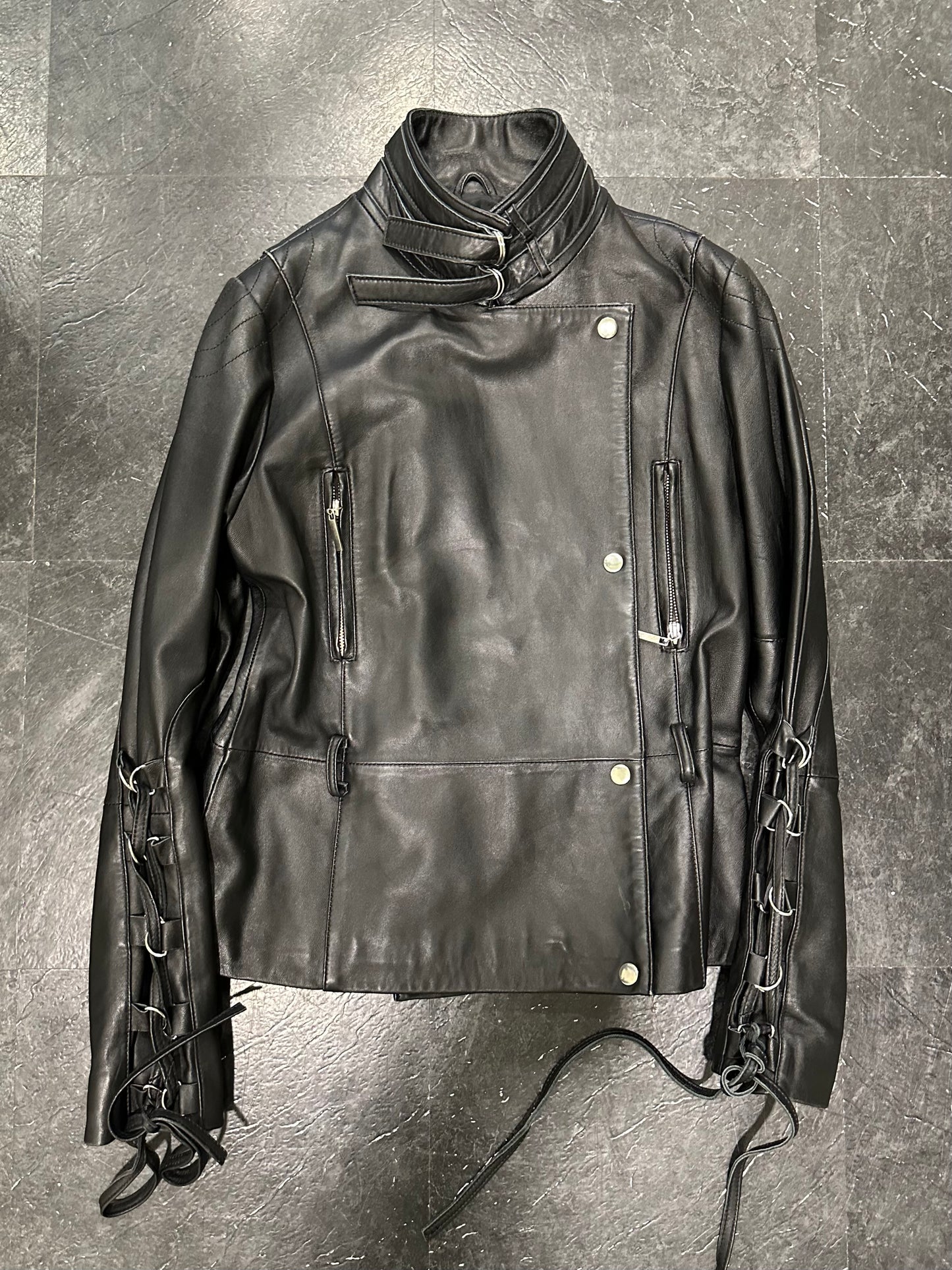 Laces leather jacket
