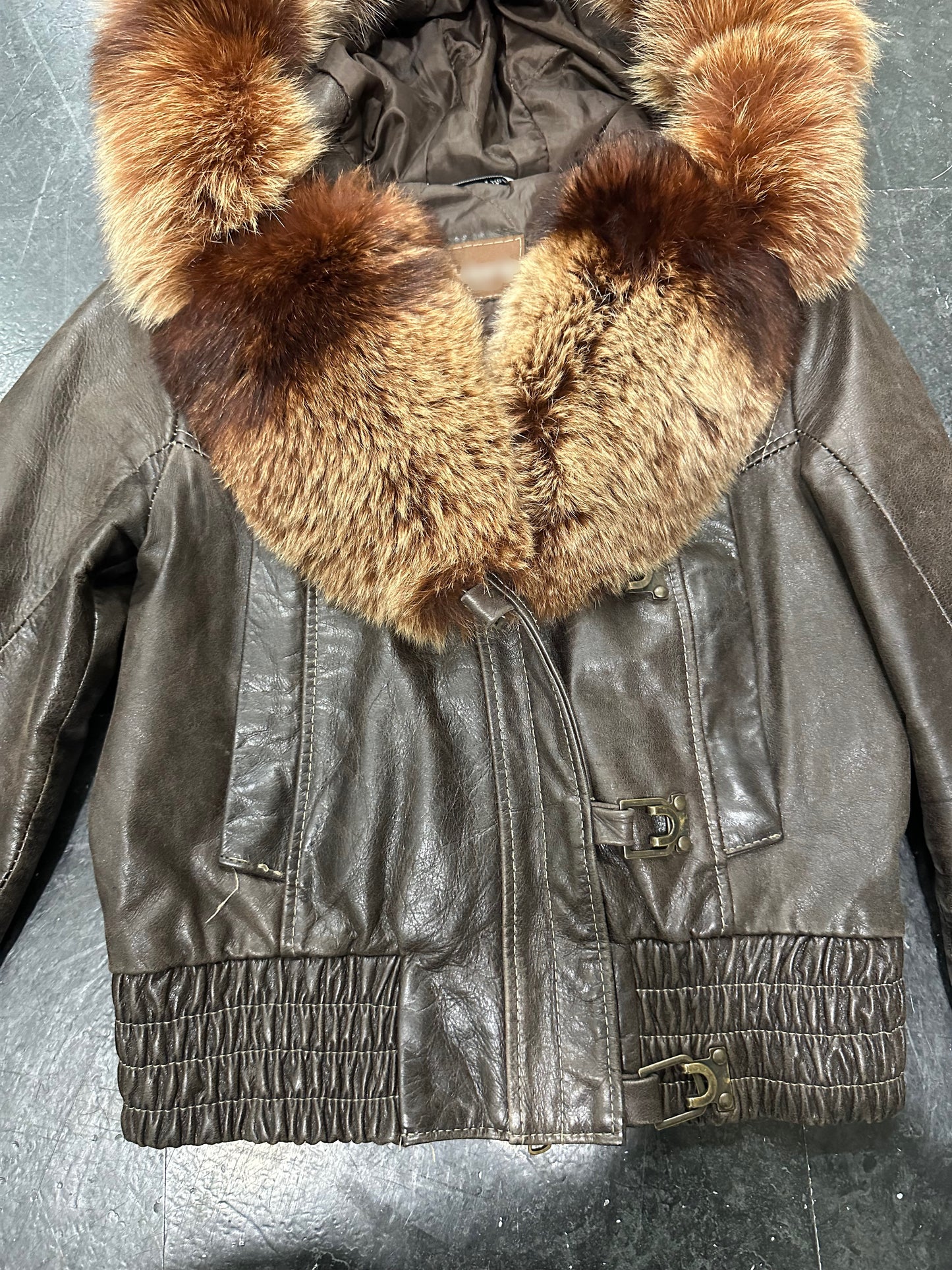 Fur leather jacket